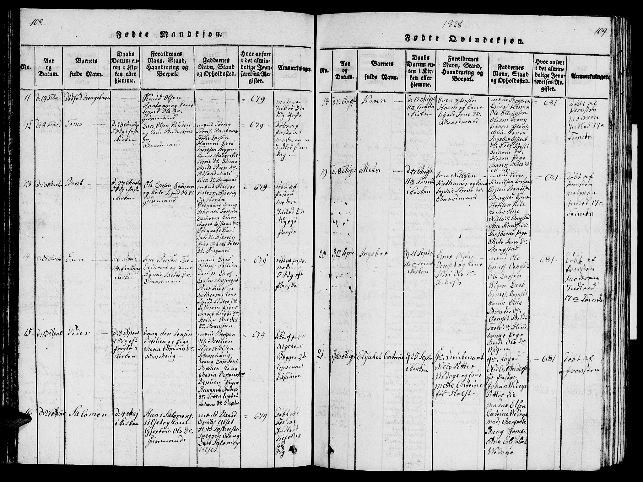 Ministerialprotokoller, klokkerbøker og fødselsregistre - Møre og Romsdal, AV/SAT-A-1454/586/L0990: Parish register (copy) no. 586C01, 1819-1837, p. 108-109