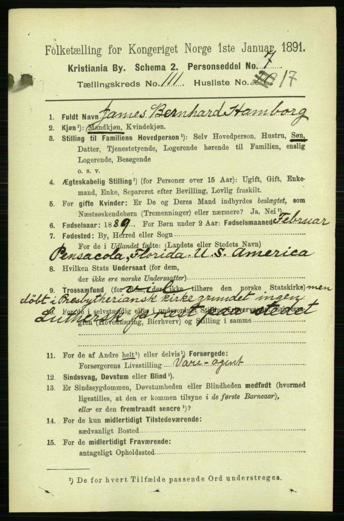 RA, 1891 census for 0301 Kristiania, 1891, p. 58345