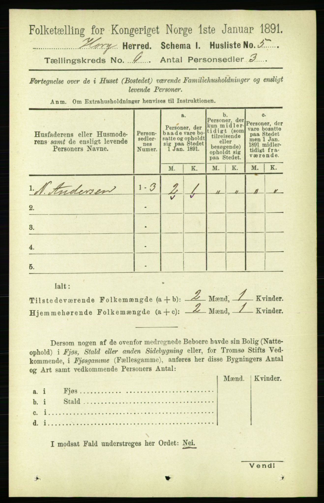 RA, 1891 census for 1650 Horg, 1891, p. 2353