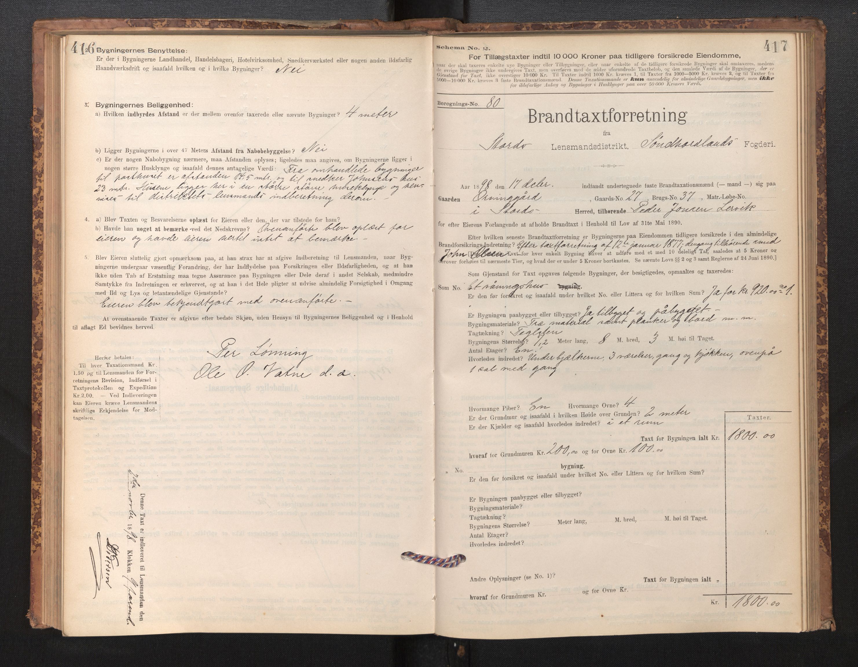 Lensmannen i Stord, SAB/A-35001/0012/L0002: Branntakstprotokoll, skjematakst, 1897-1922, p. 416-417