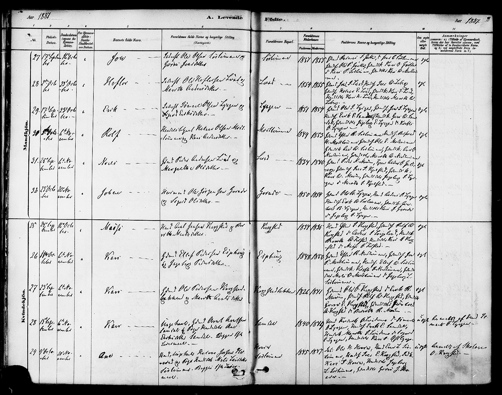 Ministerialprotokoller, klokkerbøker og fødselsregistre - Sør-Trøndelag, AV/SAT-A-1456/692/L1105: Parish register (official) no. 692A05, 1878-1890, p. 18