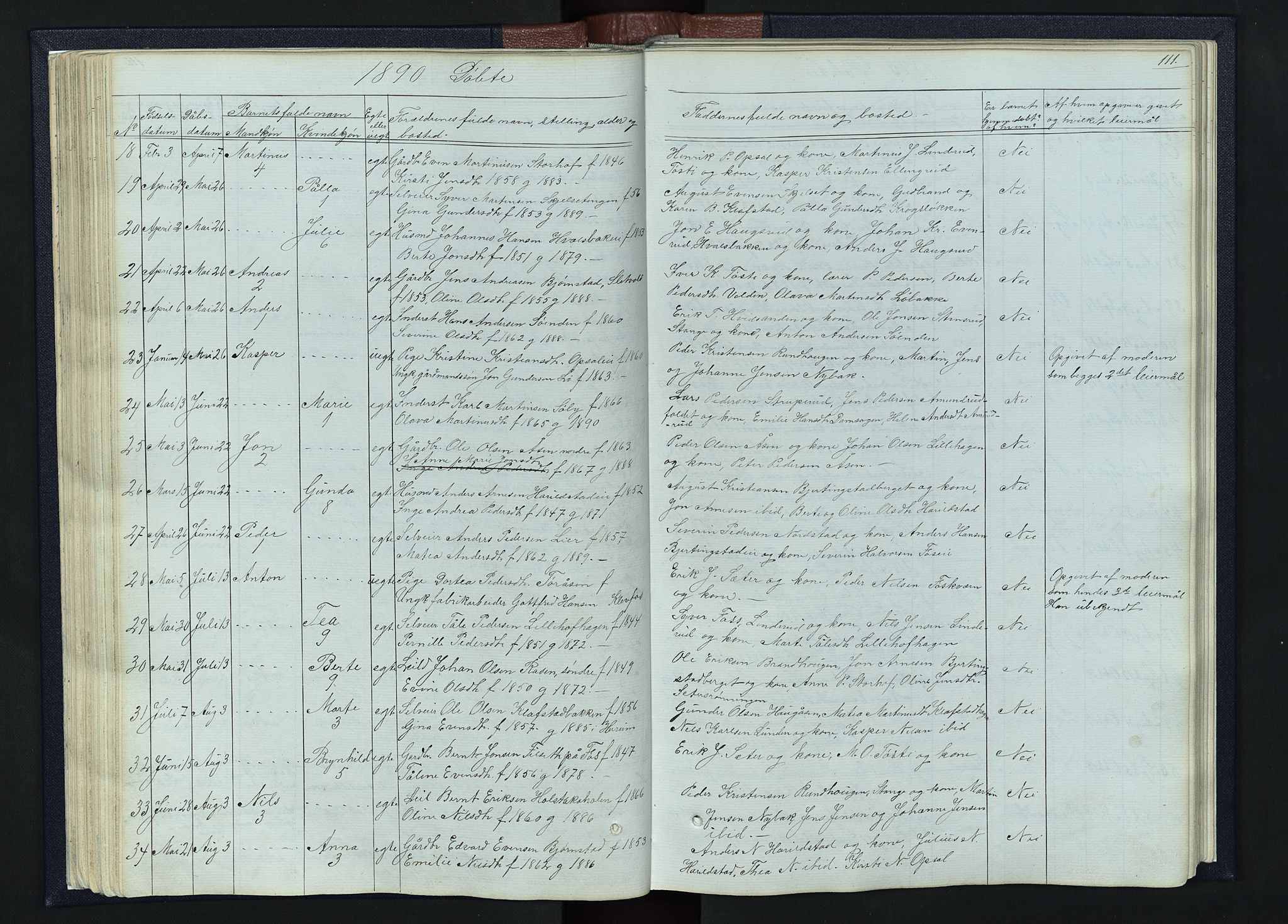 Romedal prestekontor, SAH/PREST-004/L/L0010: Parish register (copy) no. 10, 1860-1895, p. 111