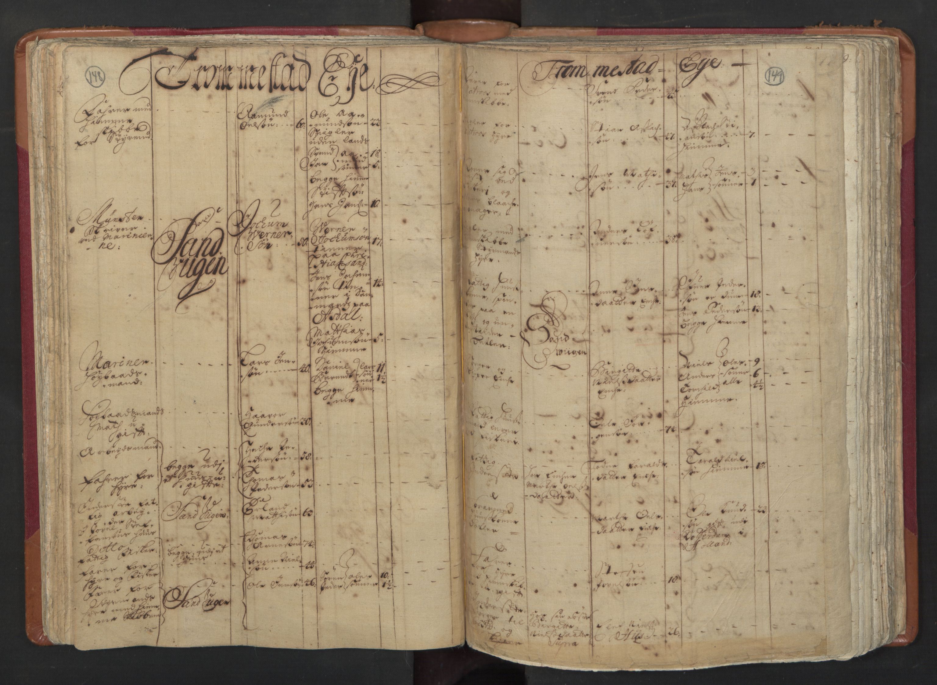 RA, Census (manntall) 1701, no. 3: Nedenes fogderi, 1701, p. 148-149