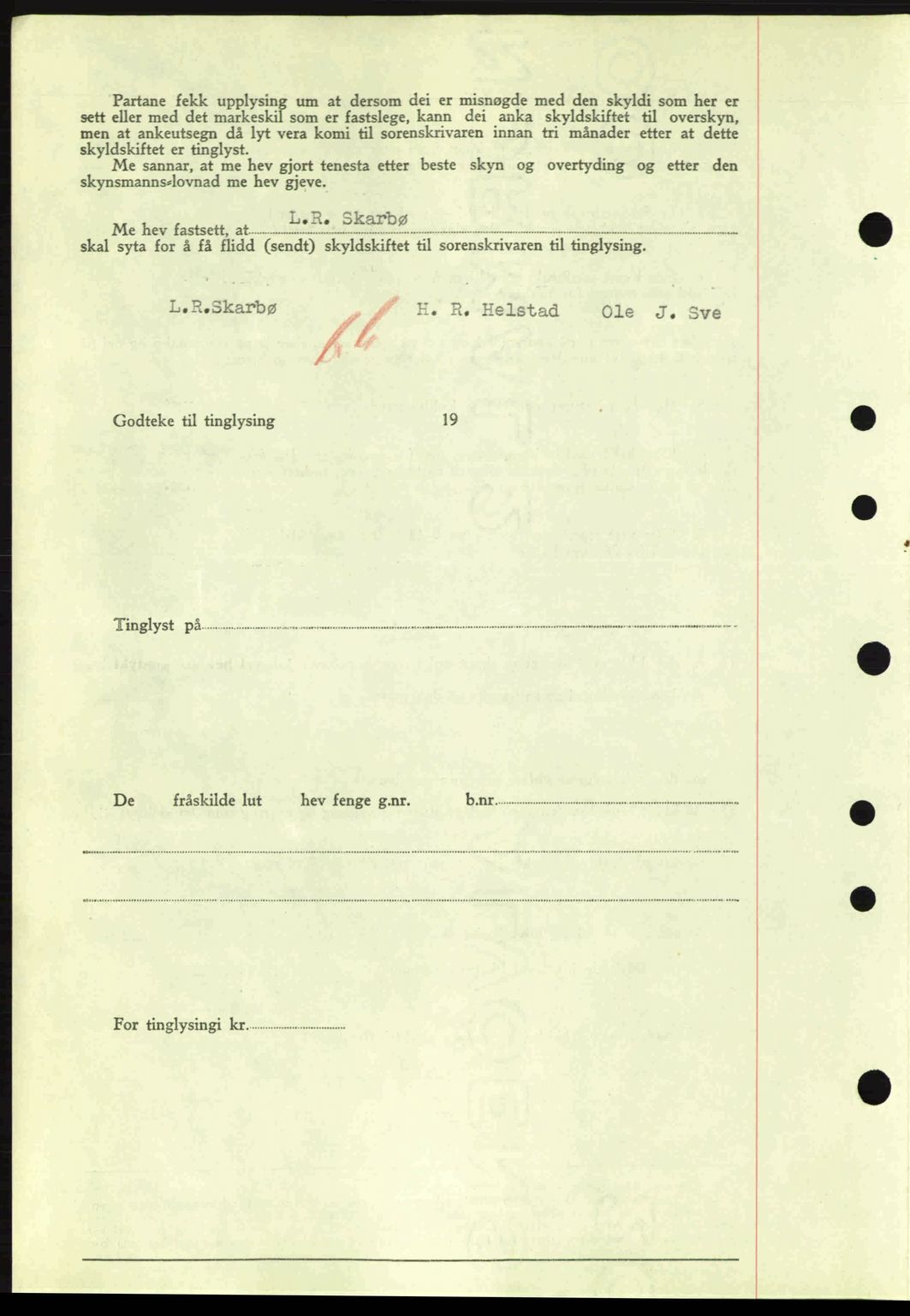 Nordre Sunnmøre sorenskriveri, AV/SAT-A-0006/1/2/2C/2Ca: Mortgage book no. A11, 1941-1941, Diary no: : 866/1941