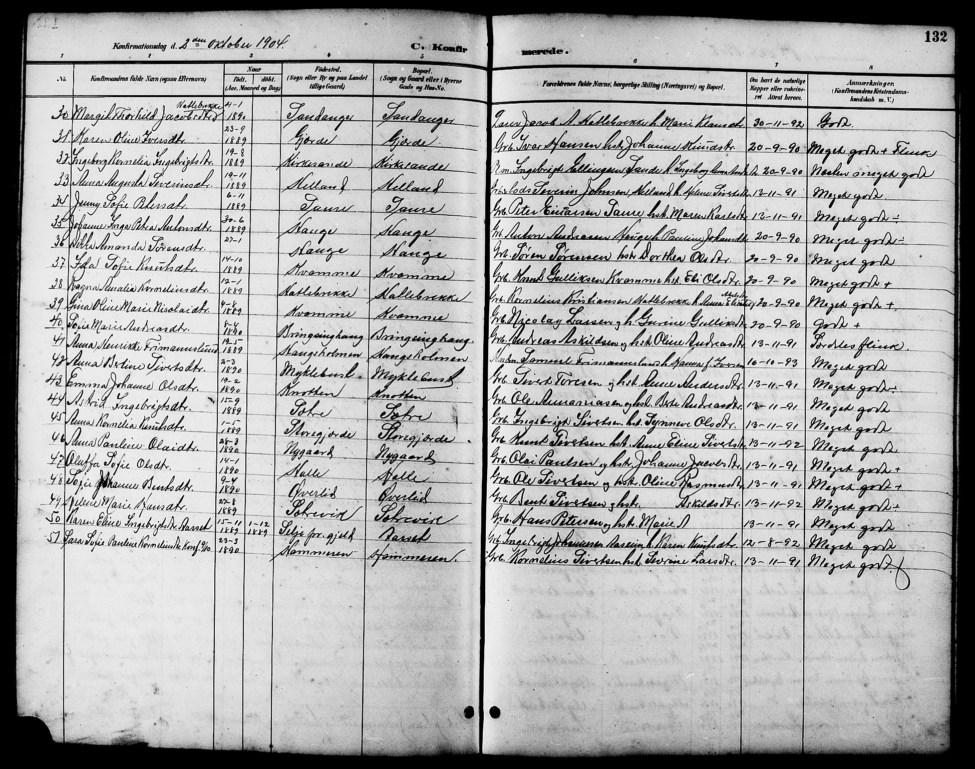 Ministerialprotokoller, klokkerbøker og fødselsregistre - Møre og Romsdal, AV/SAT-A-1454/503/L0049: Parish register (copy) no. 503C04, 1894-1915, p. 132