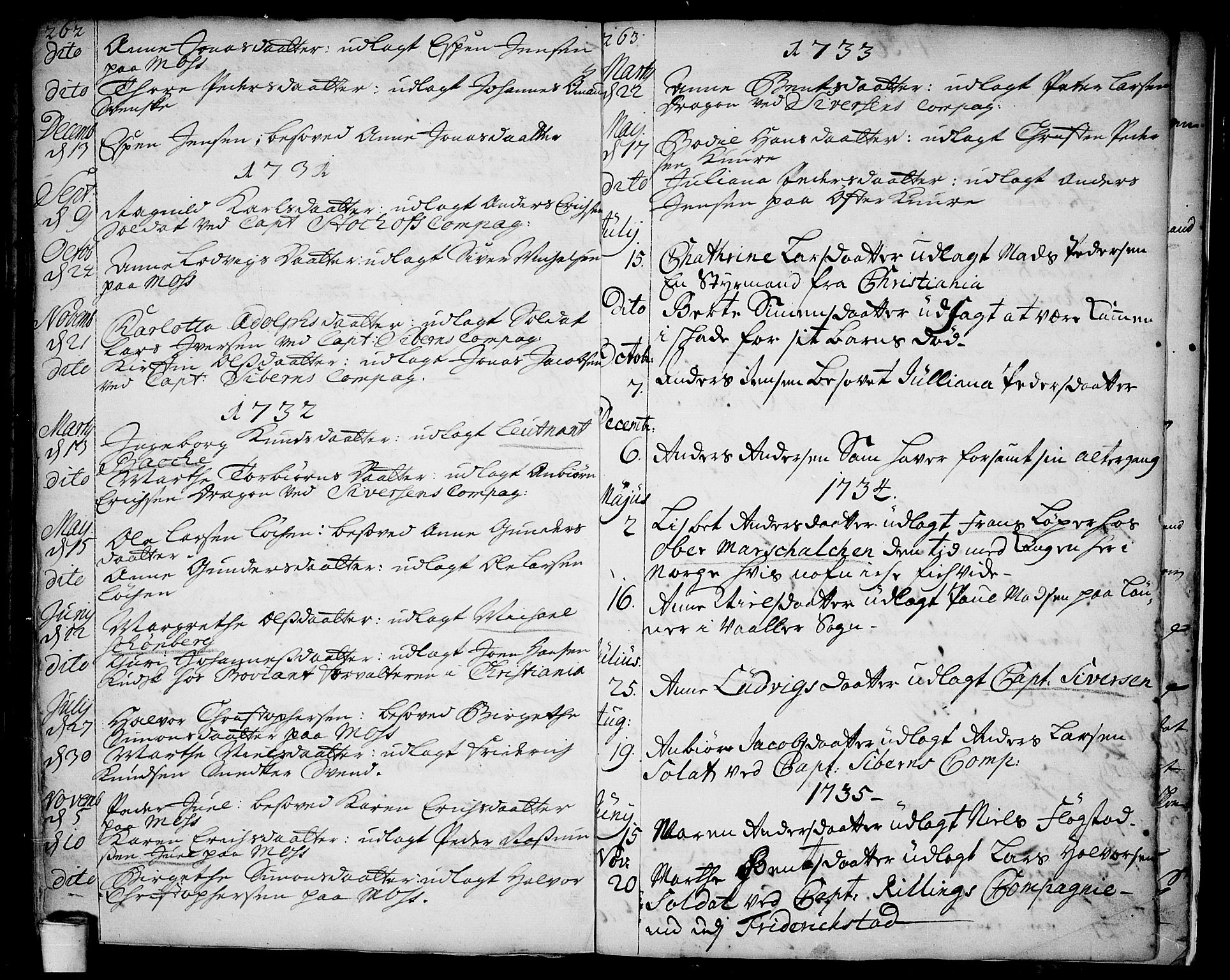 Rygge prestekontor Kirkebøker, AV/SAO-A-10084b/F/Fa/L0001: Parish register (official) no. 1, 1725-1771, p. 262-263