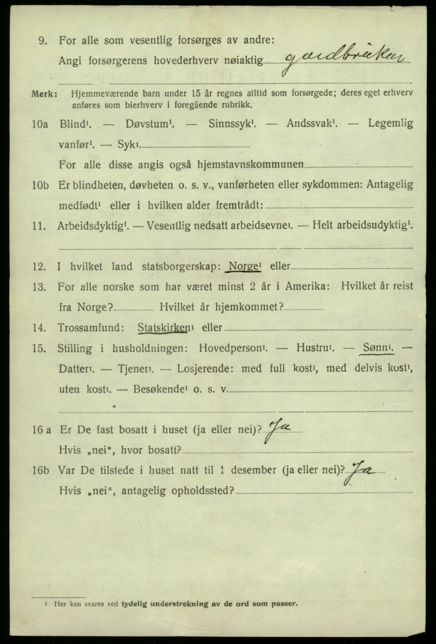 SAB, 1920 census for Granvin, 1920, p. 1535