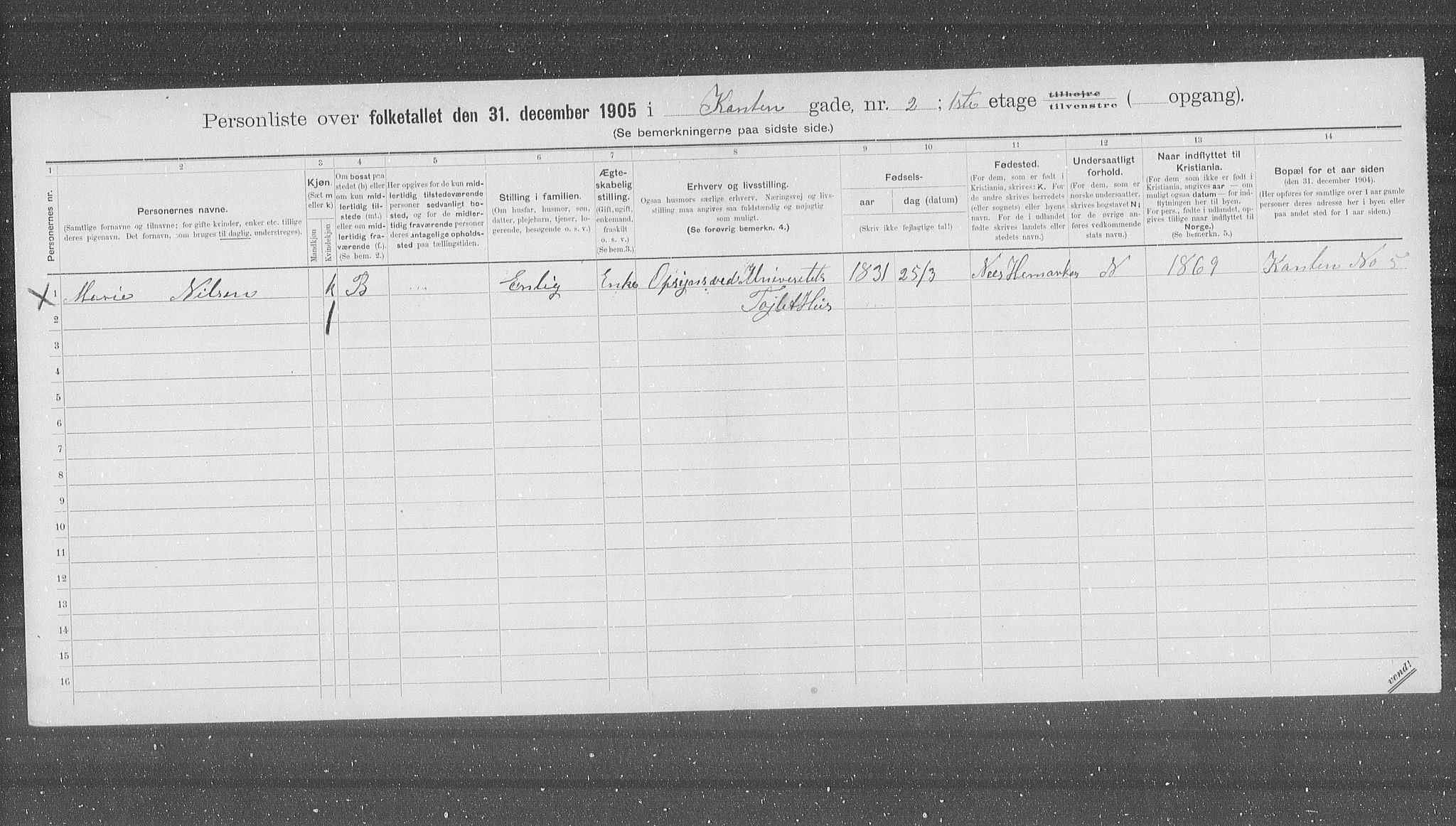 OBA, Municipal Census 1905 for Kristiania, 1905, p. 25271