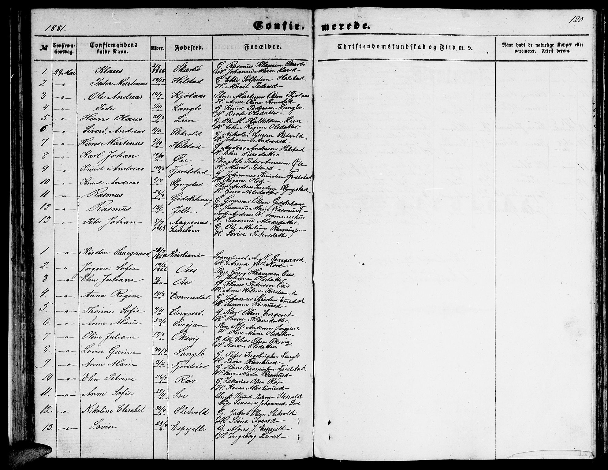 Ministerialprotokoller, klokkerbøker og fødselsregistre - Møre og Romsdal, SAT/A-1454/520/L0291: Parish register (copy) no. 520C03, 1854-1881, p. 120