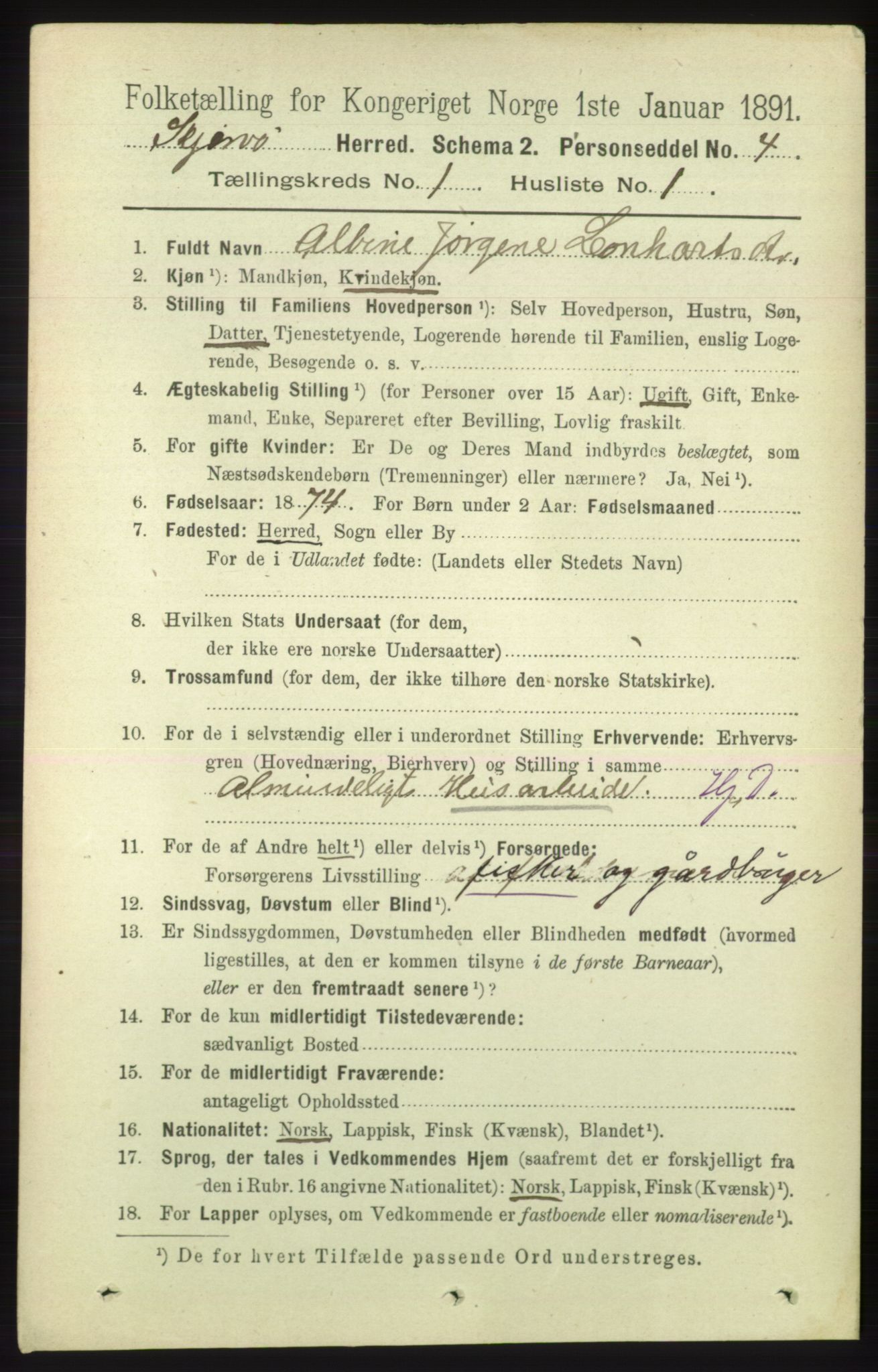 RA, 1891 census for 1941 Skjervøy, 1891, p. 128