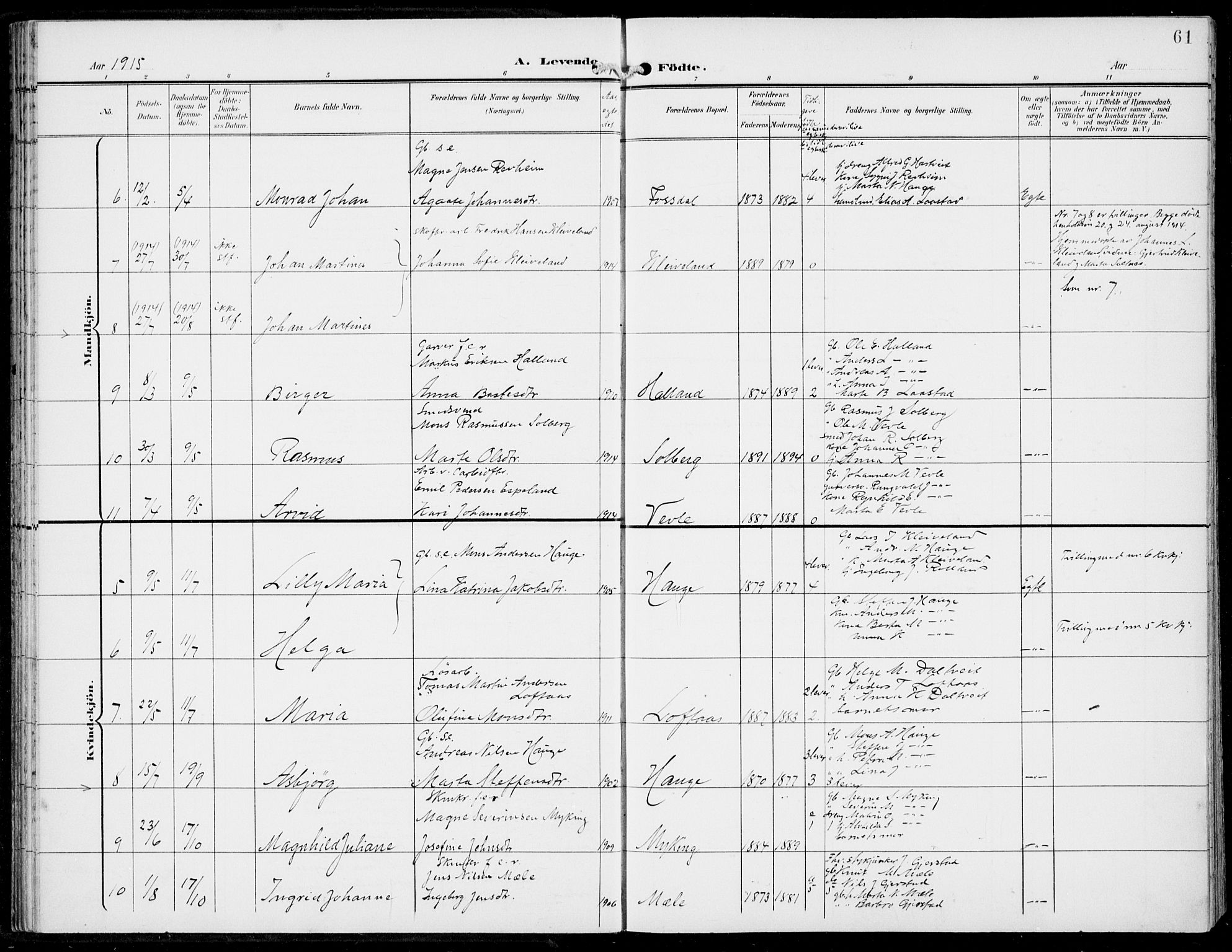 Haus sokneprestembete, AV/SAB-A-75601/H/Haa: Parish register (official) no. C  2, 1900-1915, p. 61