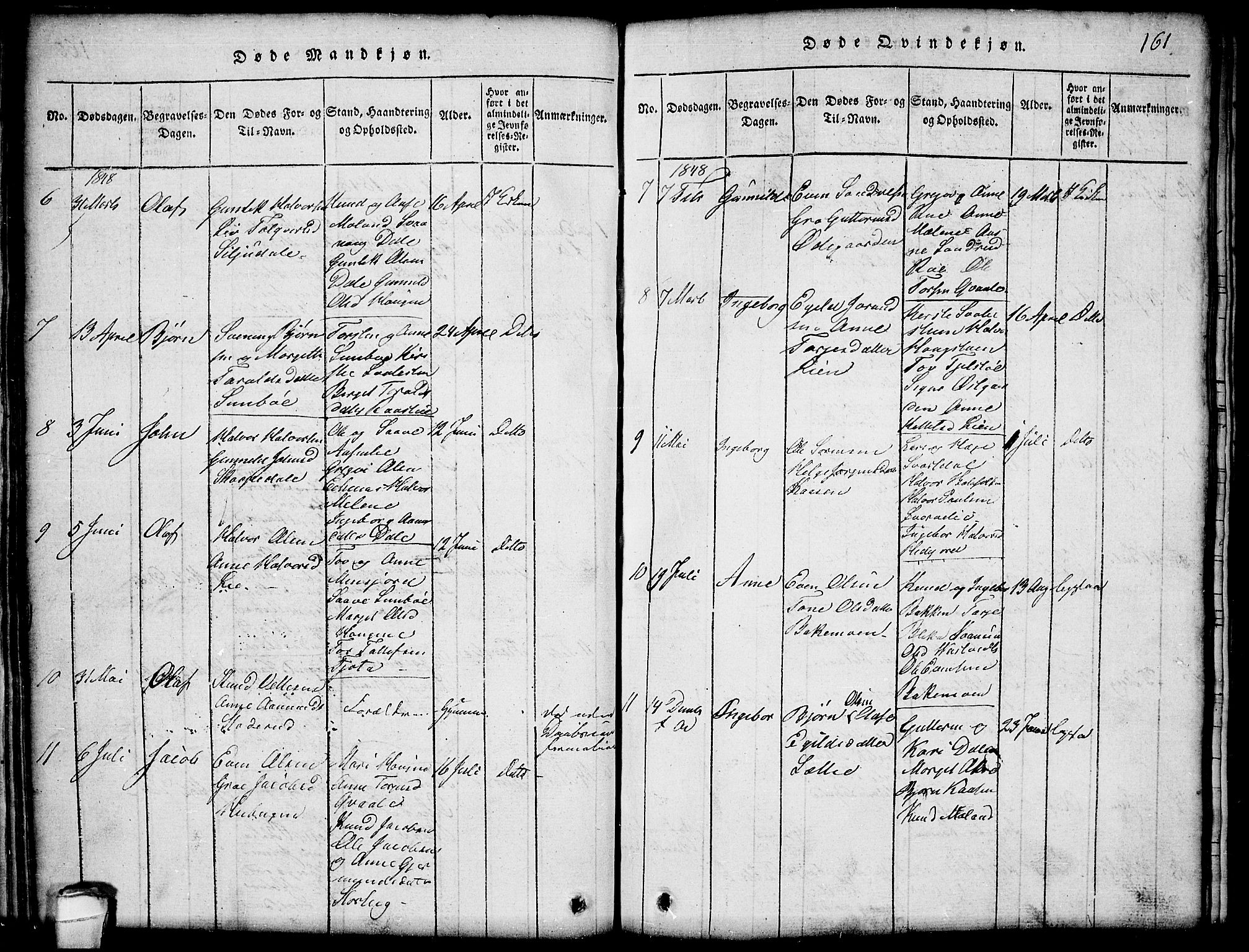 Seljord kirkebøker, SAKO/A-20/G/Gb/L0002: Parish register (copy) no. II 2, 1815-1854, p. 161