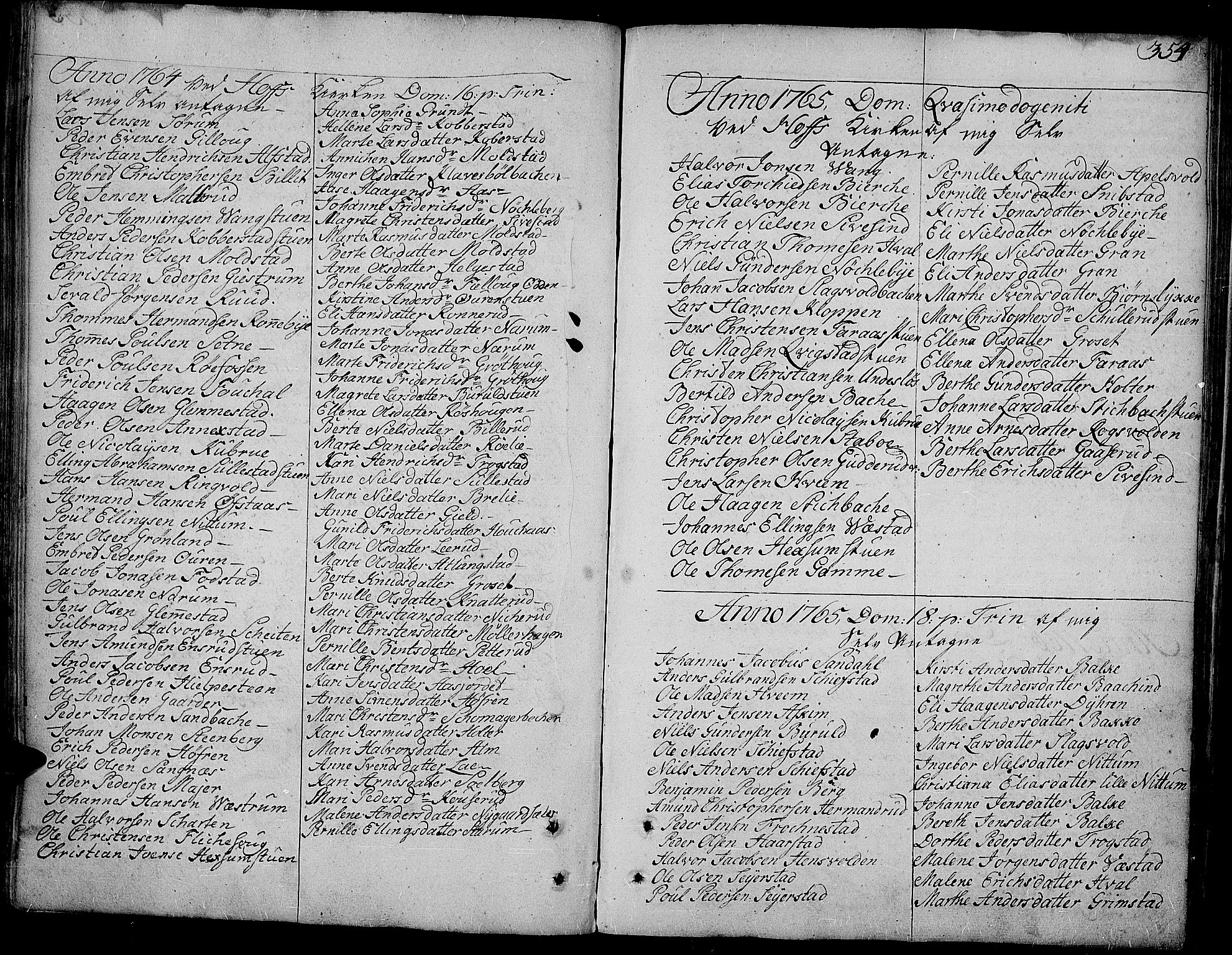 Toten prestekontor, SAH/PREST-102/H/Ha/Haa/L0005: Parish register (official) no. 5, 1761-1772, p. 354