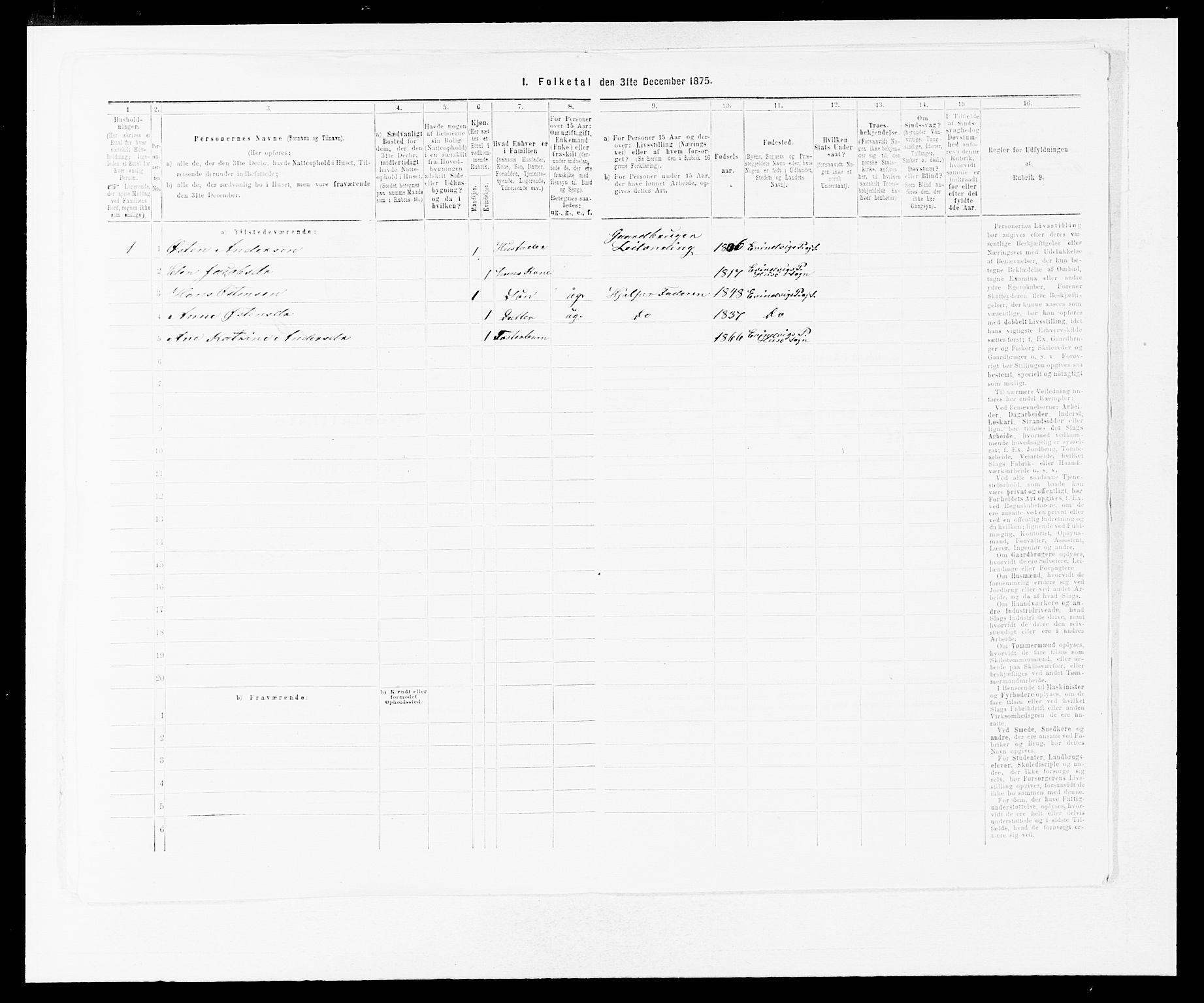 SAB, 1875 census for 1411P Eivindvik, 1875, p. 938