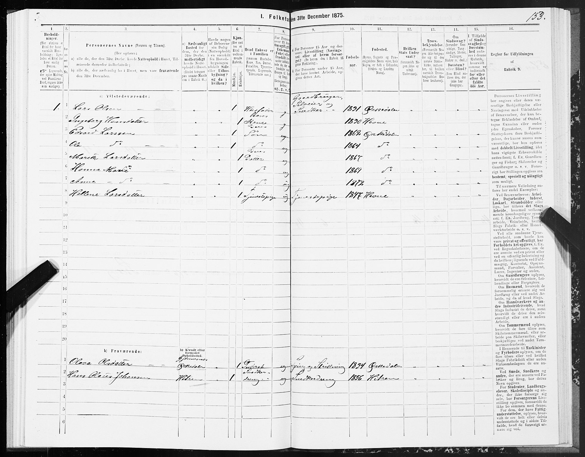 SAT, 1875 census for 1638P Orkdal, 1875, p. 7153