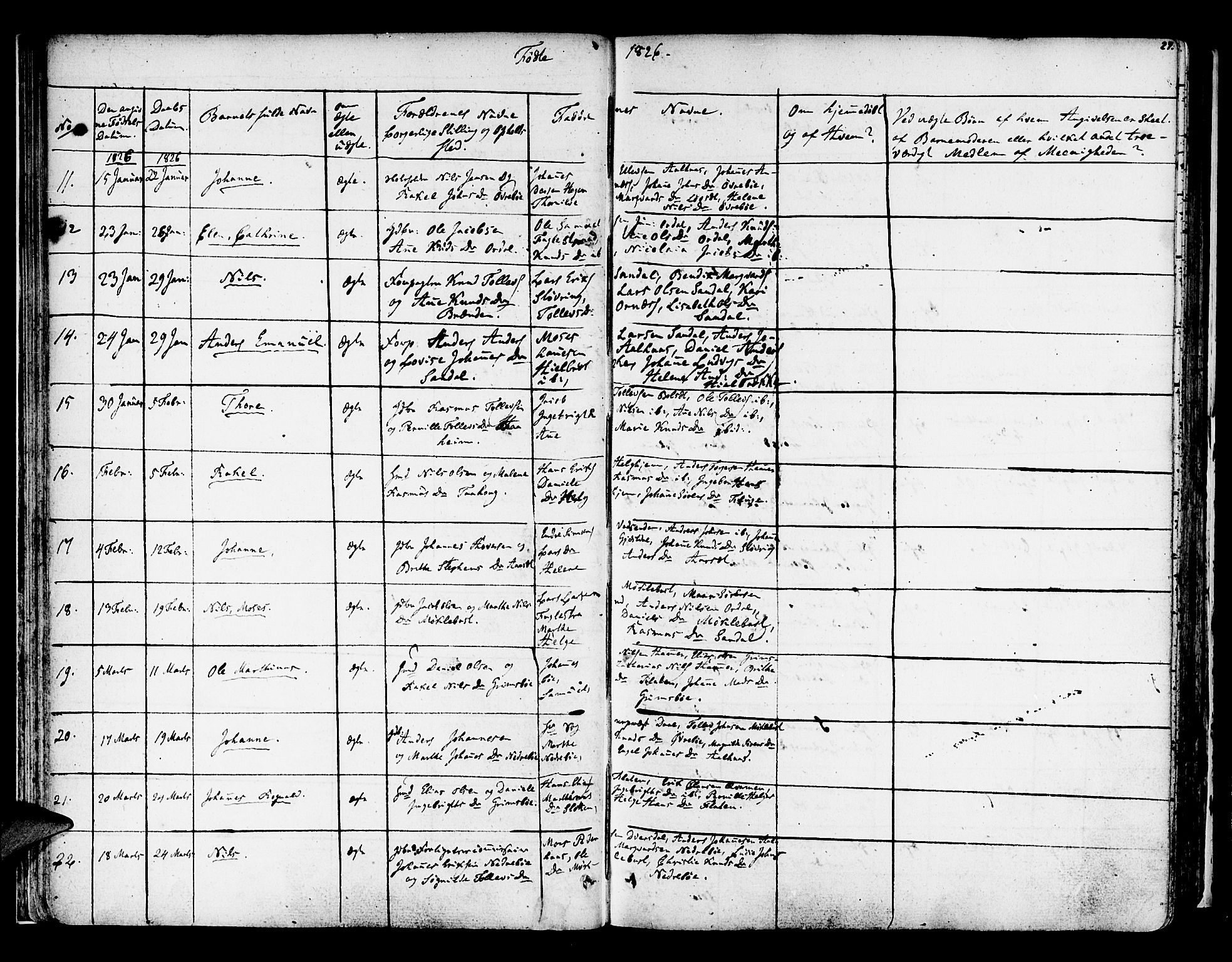 Jølster sokneprestembete, AV/SAB-A-80701/H/Haa/Haaa/L0008: Parish register (official) no. A 8, 1821-1833, p. 27