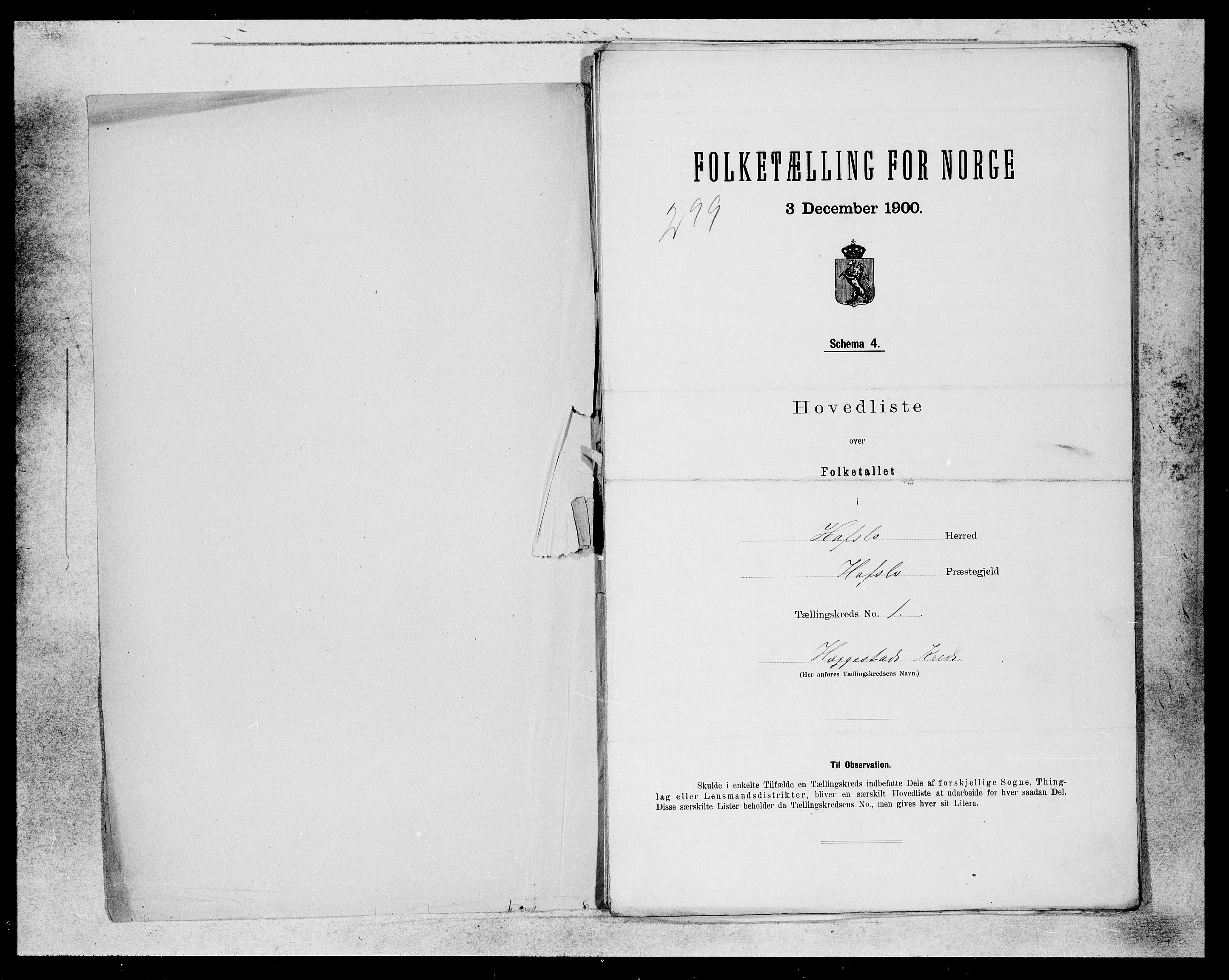 SAB, 1900 census for Hafslo, 1900, p. 1