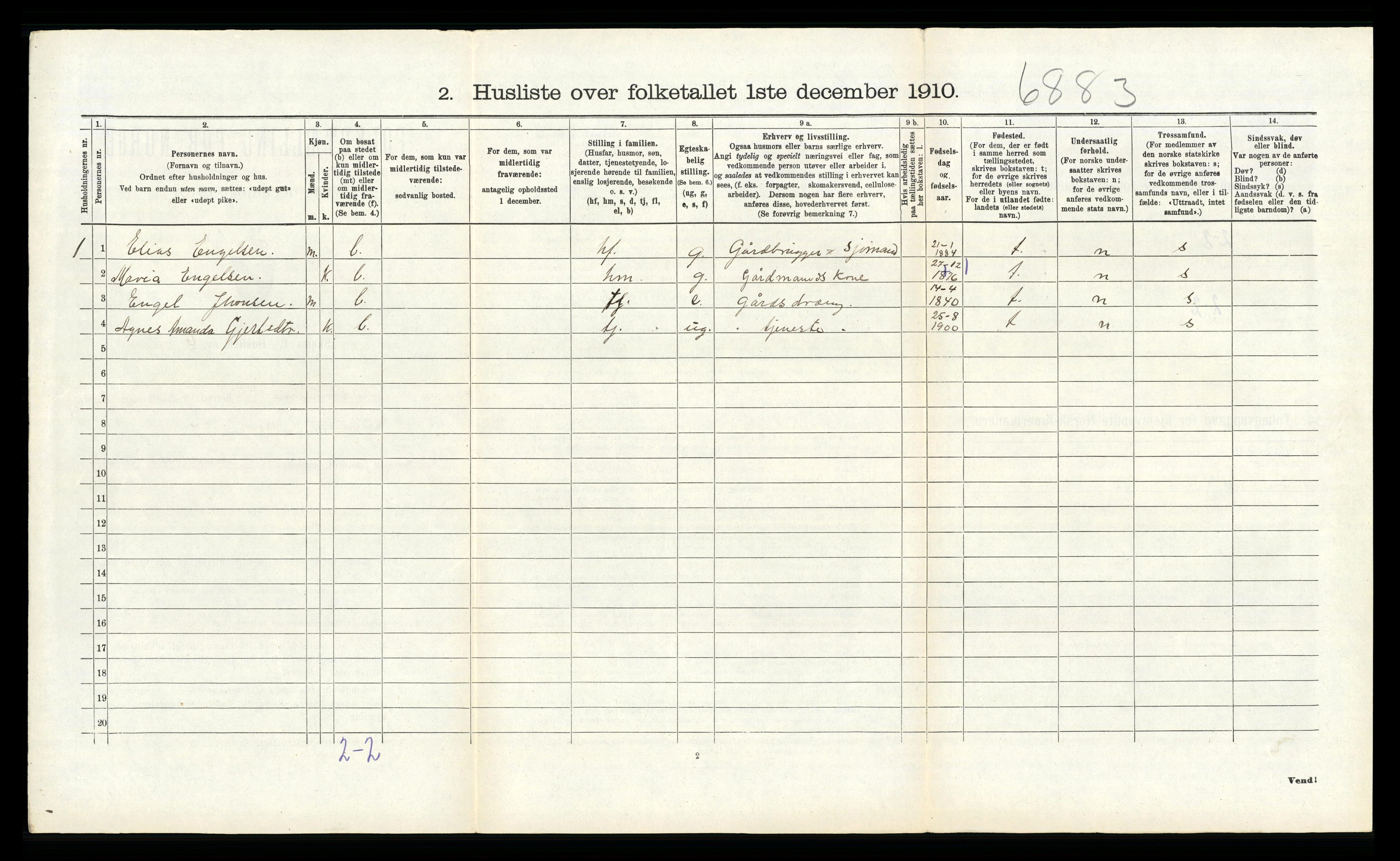 RA, 1910 census for Austrheim, 1910, p. 105