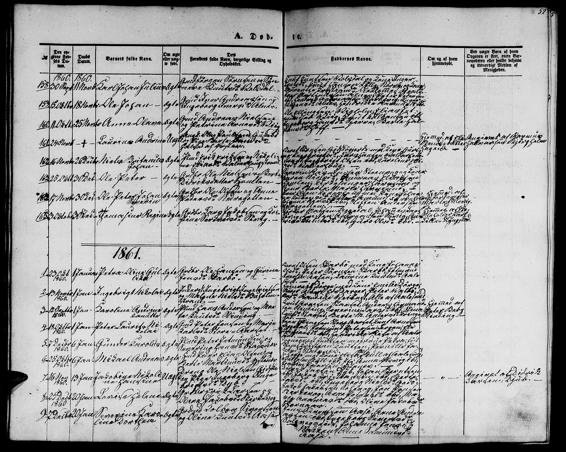 Ministerialprotokoller, klokkerbøker og fødselsregistre - Møre og Romsdal, AV/SAT-A-1454/528/L0427: Parish register (copy) no. 528C08, 1855-1864, p. 52