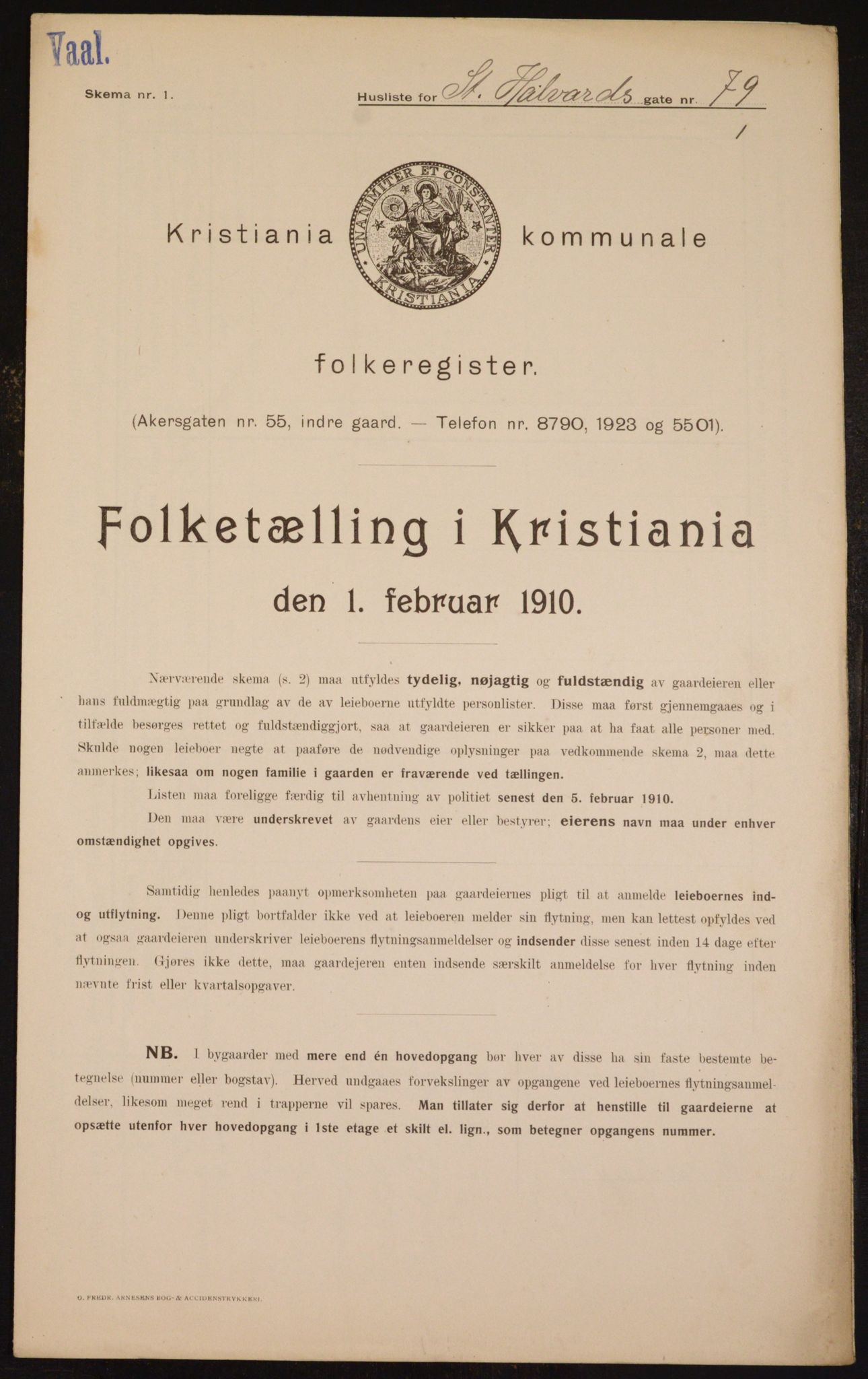 OBA, Municipal Census 1910 for Kristiania, 1910, p. 84034