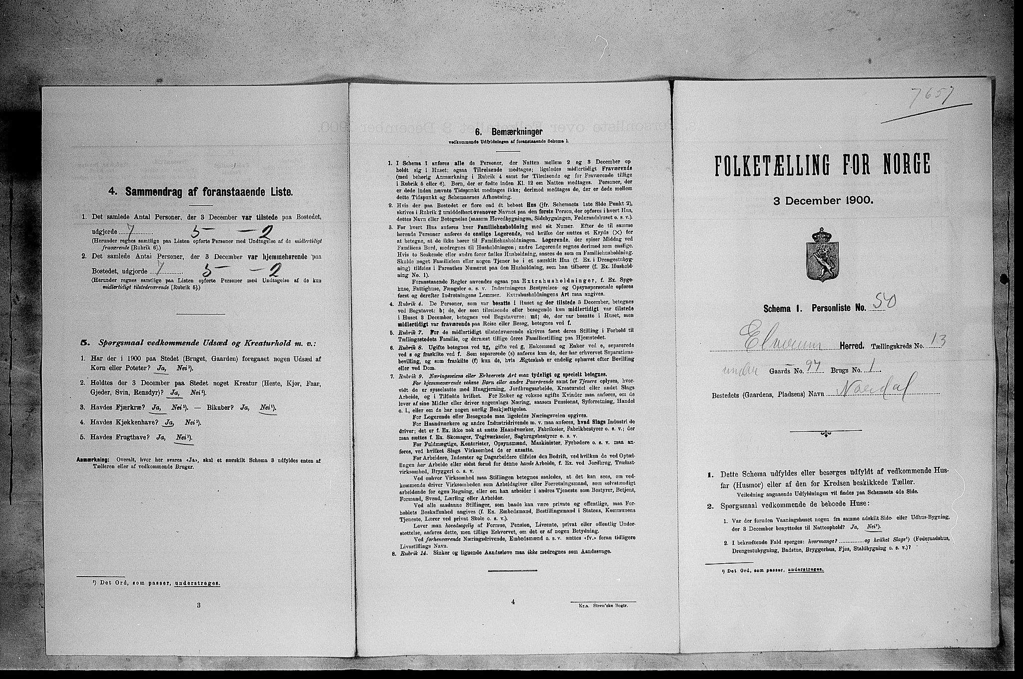 SAH, 1900 census for Elverum, 1900, p. 1868