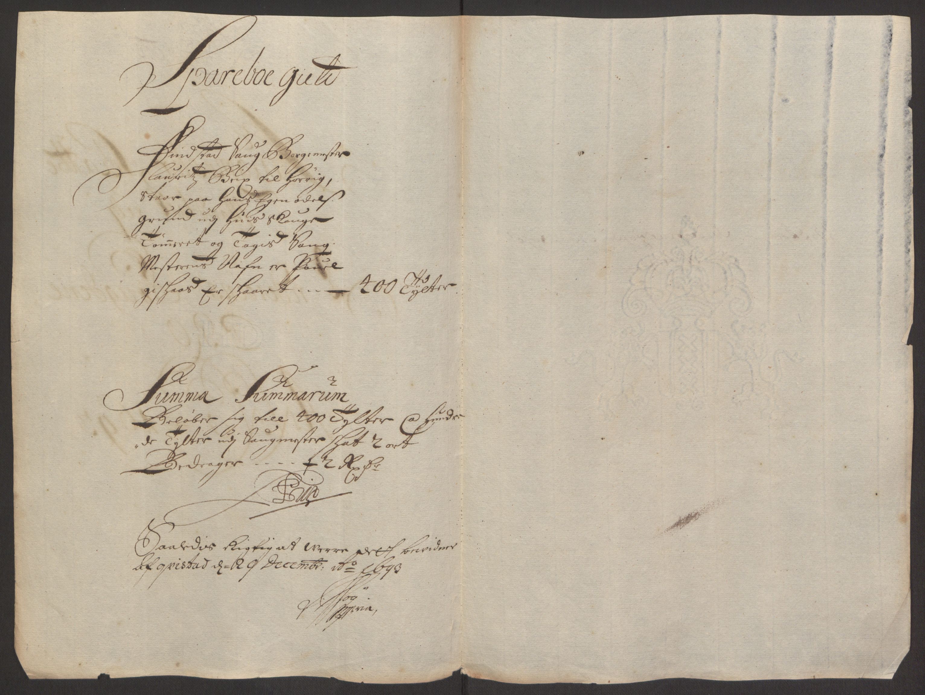 Rentekammeret inntil 1814, Reviderte regnskaper, Fogderegnskap, RA/EA-4092/R63/L4308: Fogderegnskap Inderøy, 1692-1694, p. 424