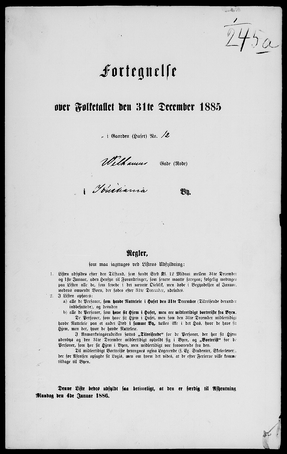 RA, 1885 census for 0301 Kristiania, 1885, p. 2200