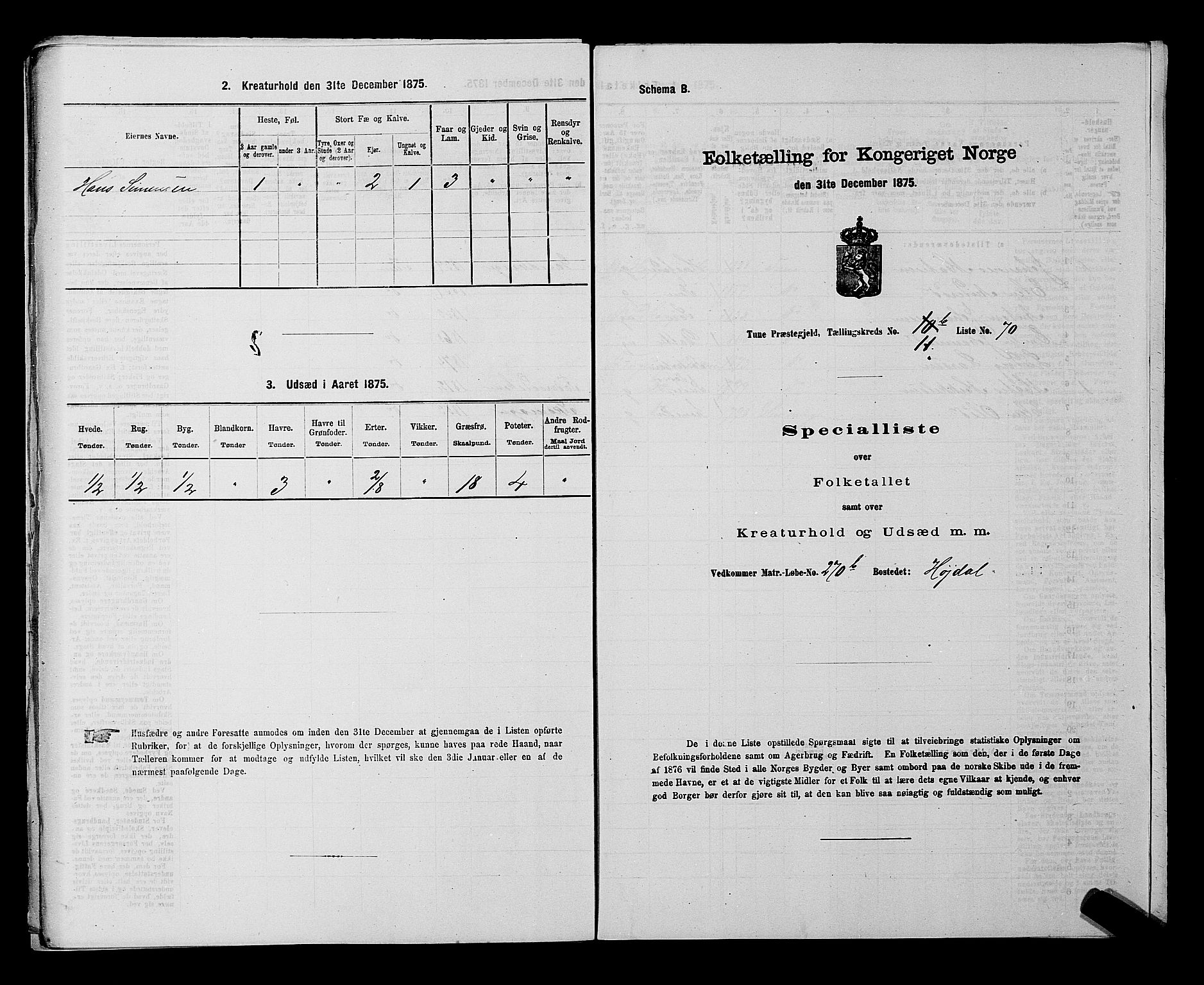 RA, 1875 census for 0130P Tune, 1875, p. 1856