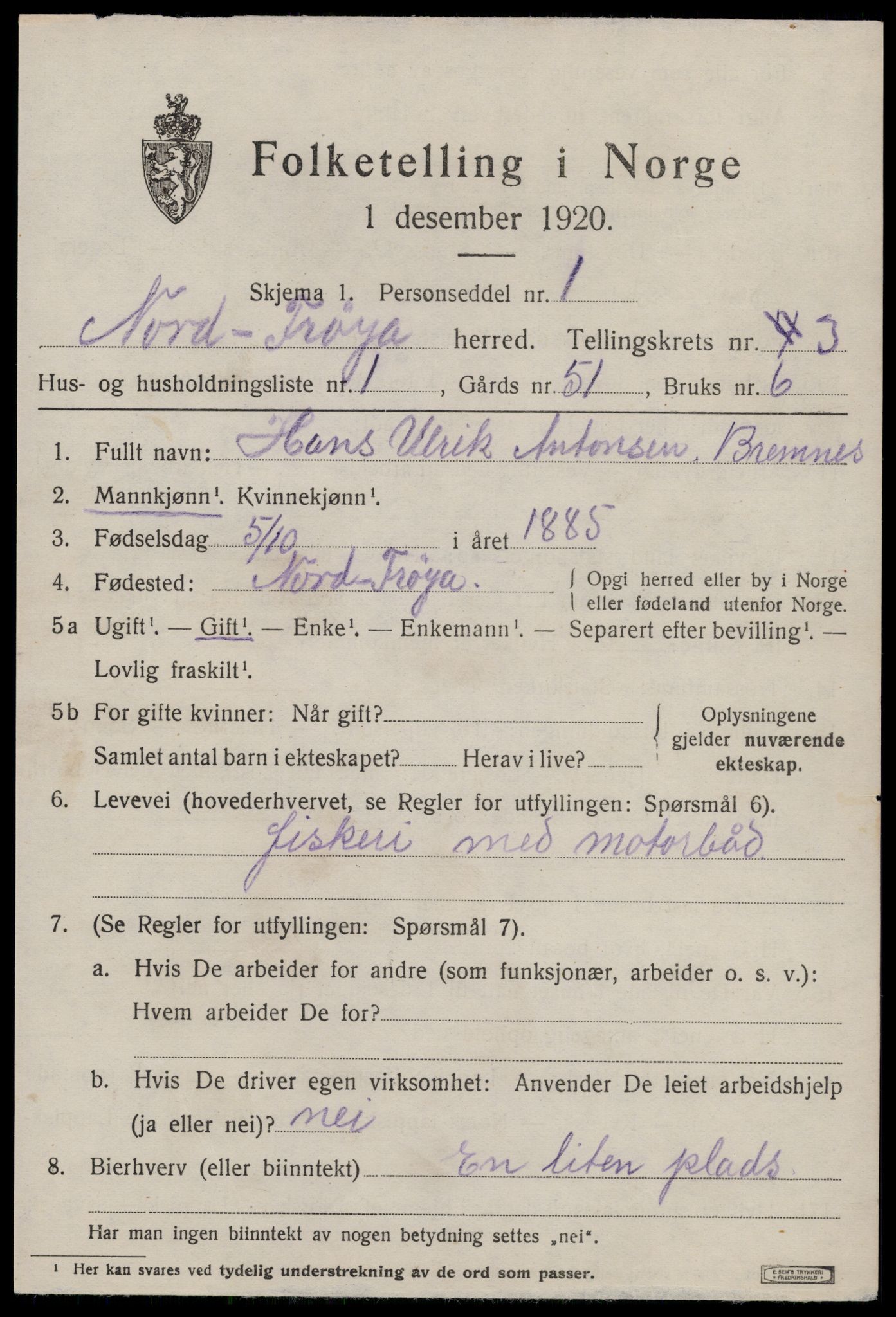 SAT, 1920 census for Nord-Frøya, 1920, p. 7405