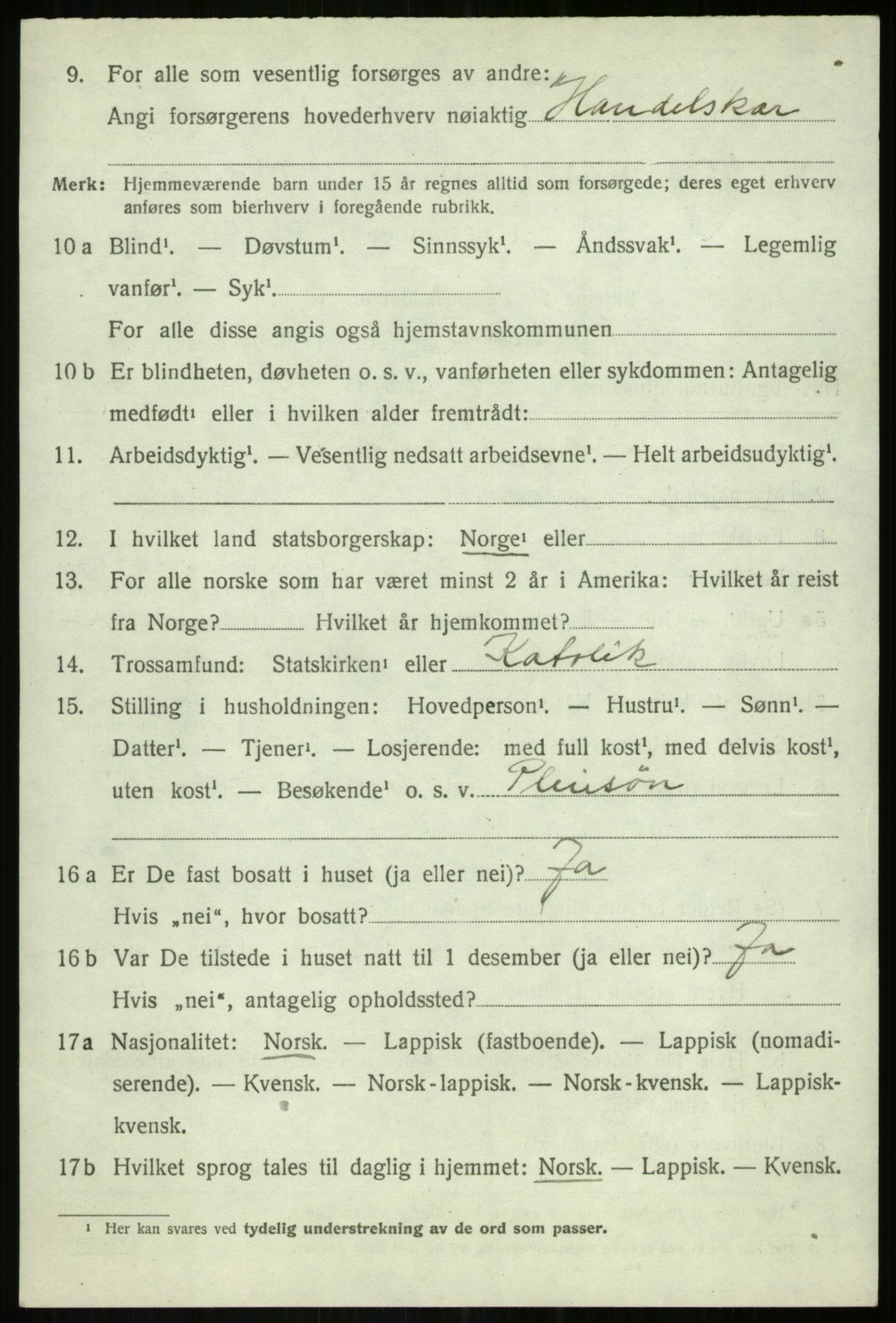 SATØ, 1920 census for Bardu, 1920, p. 2461