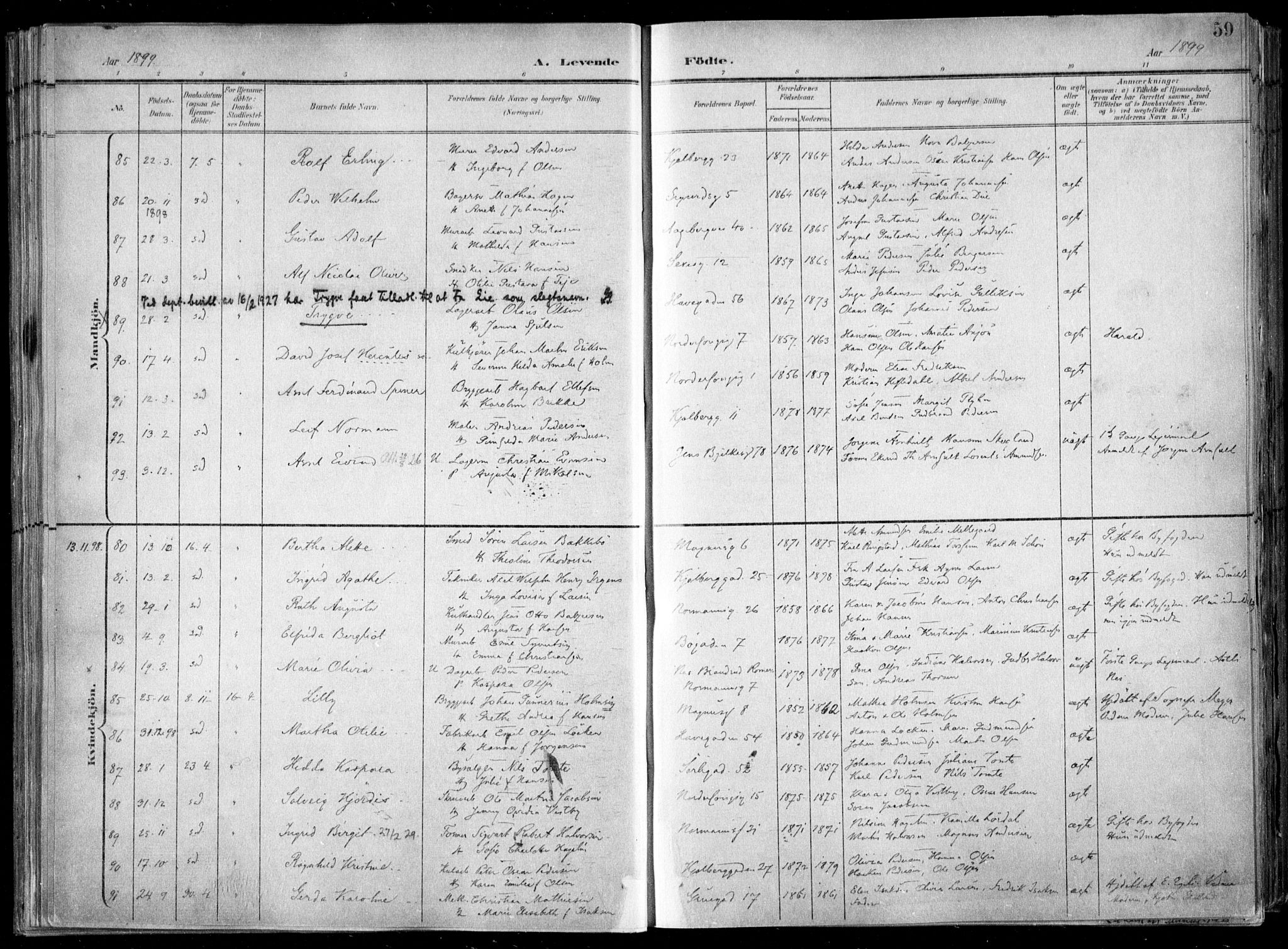 Kampen prestekontor Kirkebøker, SAO/A-10853/F/Fa/L0007: Parish register (official) no. I 7, 1897-1905, p. 59