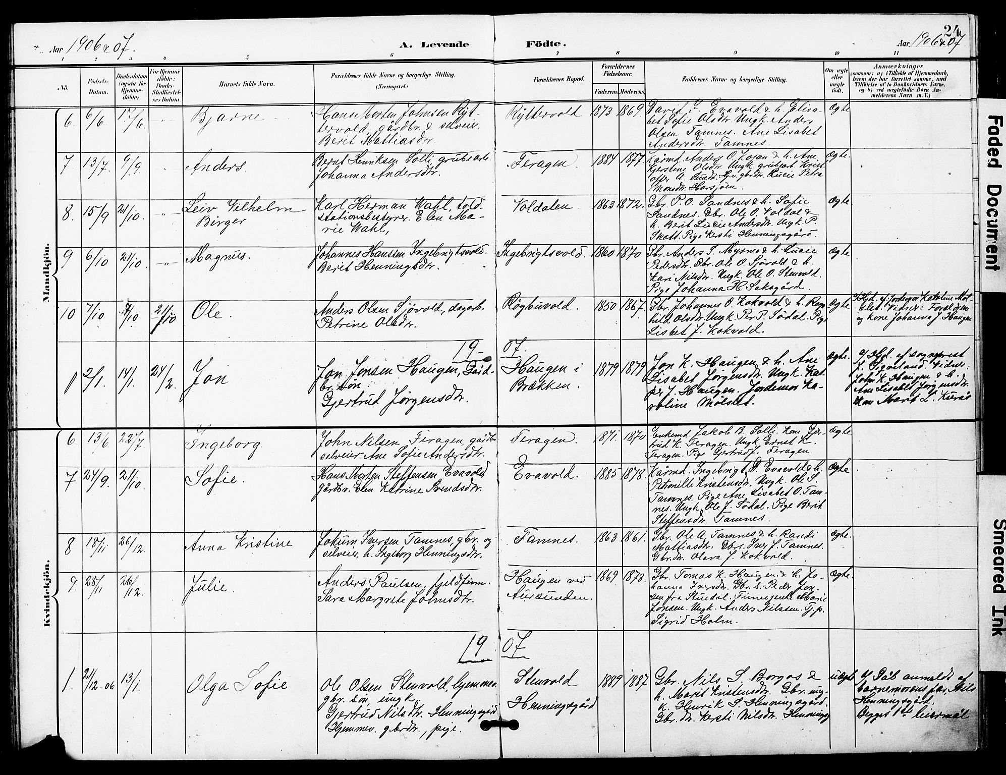 Ministerialprotokoller, klokkerbøker og fødselsregistre - Sør-Trøndelag, SAT/A-1456/683/L0950: Parish register (copy) no. 683C02, 1897-1918, p. 24