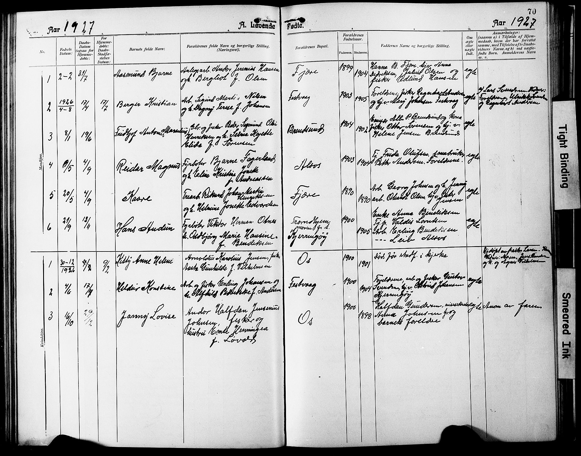 Ministerialprotokoller, klokkerbøker og fødselsregistre - Nordland, SAT/A-1459/803/L0077: Parish register (copy) no. 803C04, 1897-1930, p. 70