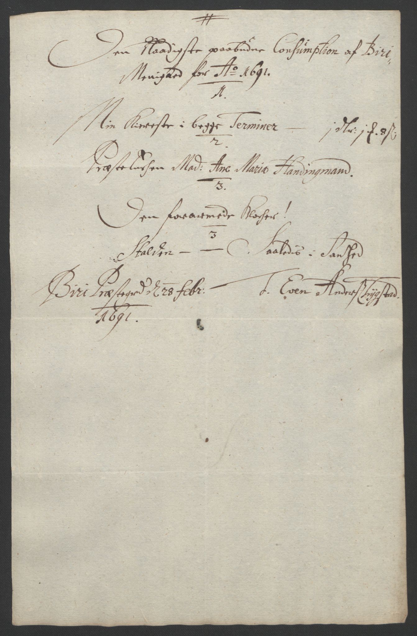 Rentekammeret inntil 1814, Reviderte regnskaper, Fogderegnskap, AV/RA-EA-4092/R18/L1290: Fogderegnskap Hadeland, Toten og Valdres, 1691, p. 187