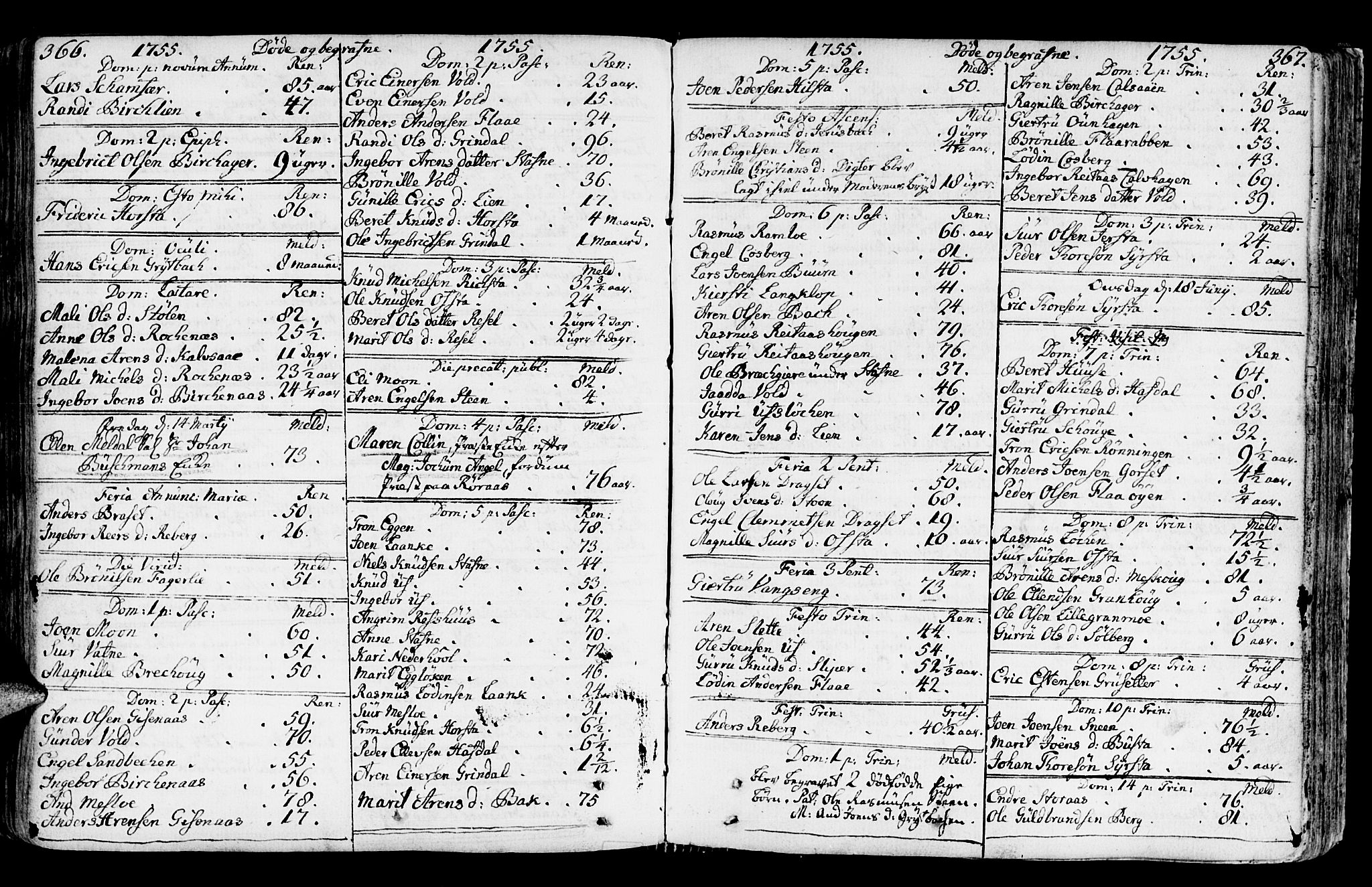 Ministerialprotokoller, klokkerbøker og fødselsregistre - Sør-Trøndelag, SAT/A-1456/672/L0851: Parish register (official) no. 672A04, 1751-1775, p. 366-367
