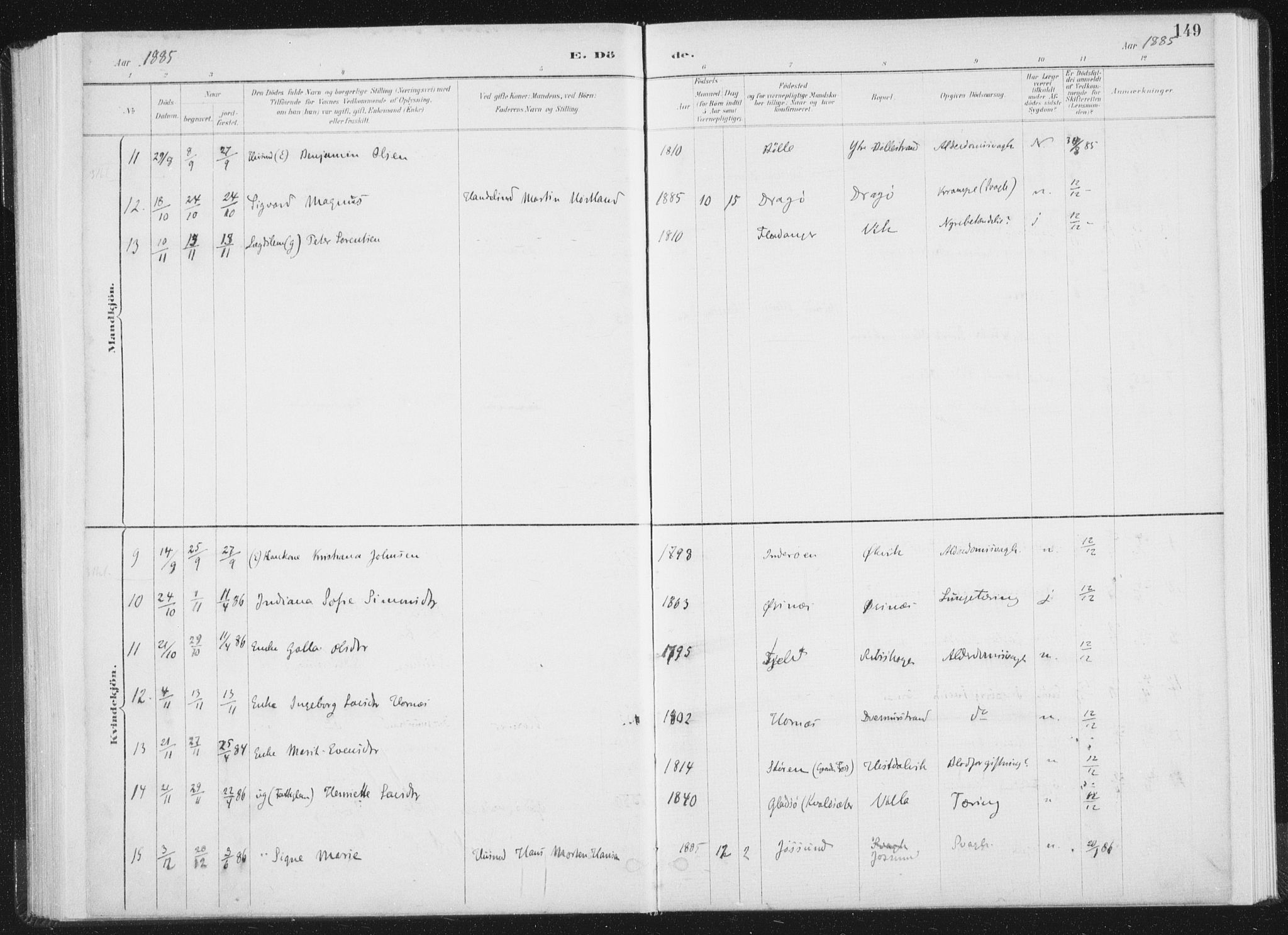 Ministerialprotokoller, klokkerbøker og fødselsregistre - Nord-Trøndelag, AV/SAT-A-1458/771/L0597: Parish register (official) no. 771A04, 1885-1910, p. 149