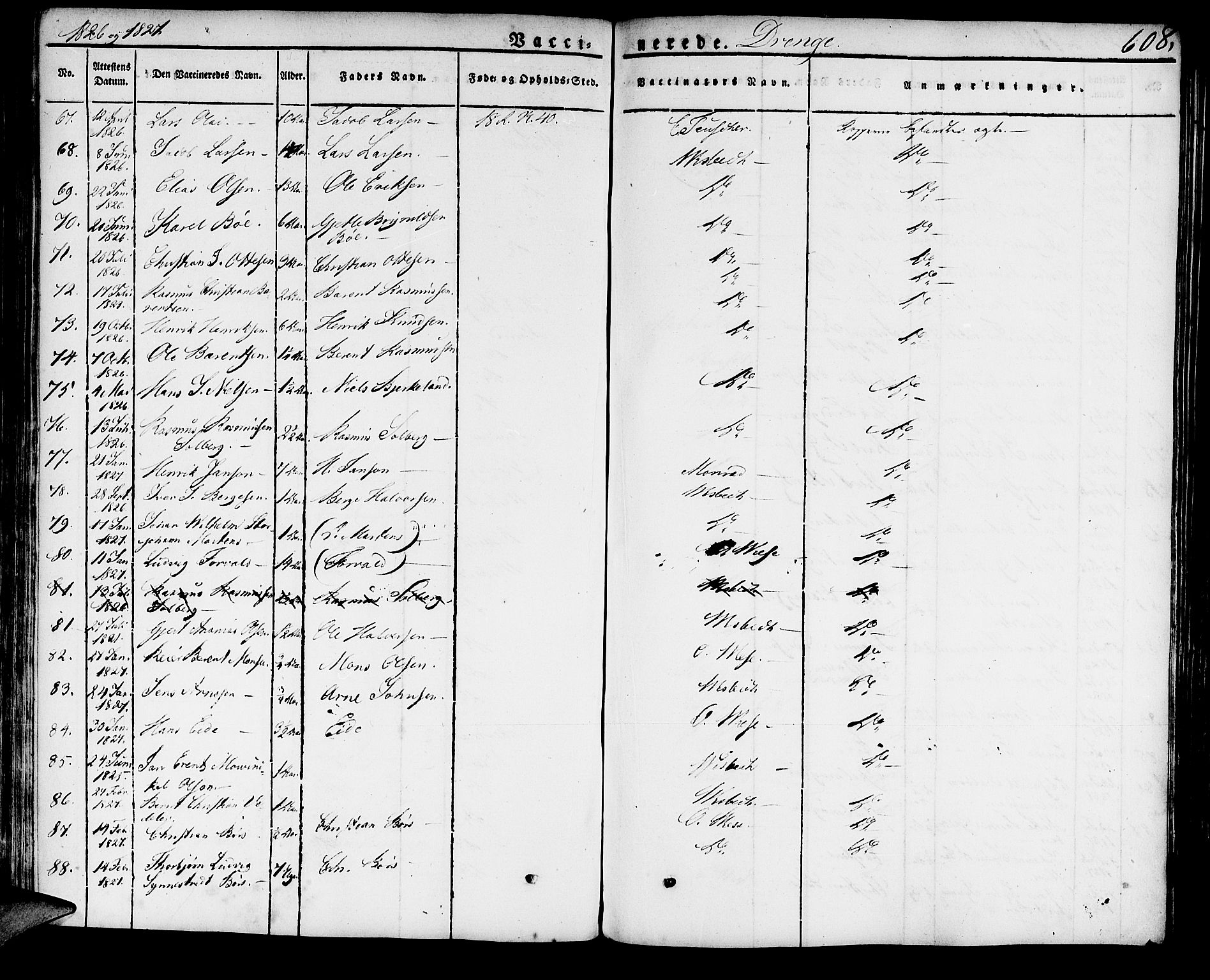 Domkirken sokneprestembete, AV/SAB-A-74801/H/Haa/L0012: Parish register (official) no. A 12, 1821-1840, p. 608