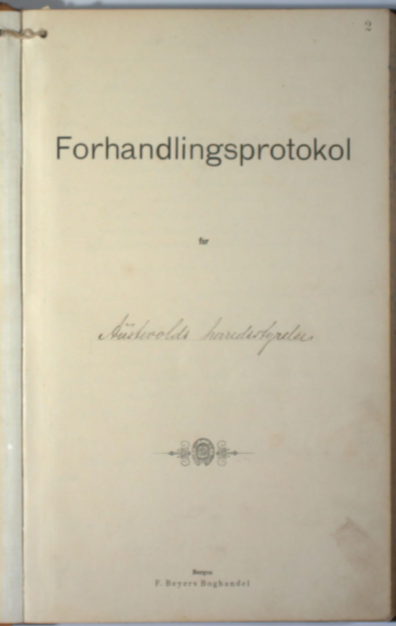 Austevoll kommune. Formannskapet, IKAH/1244-021/A/Aa/L0002a: Møtebok for heradstyret, 1901-1910, p. 2