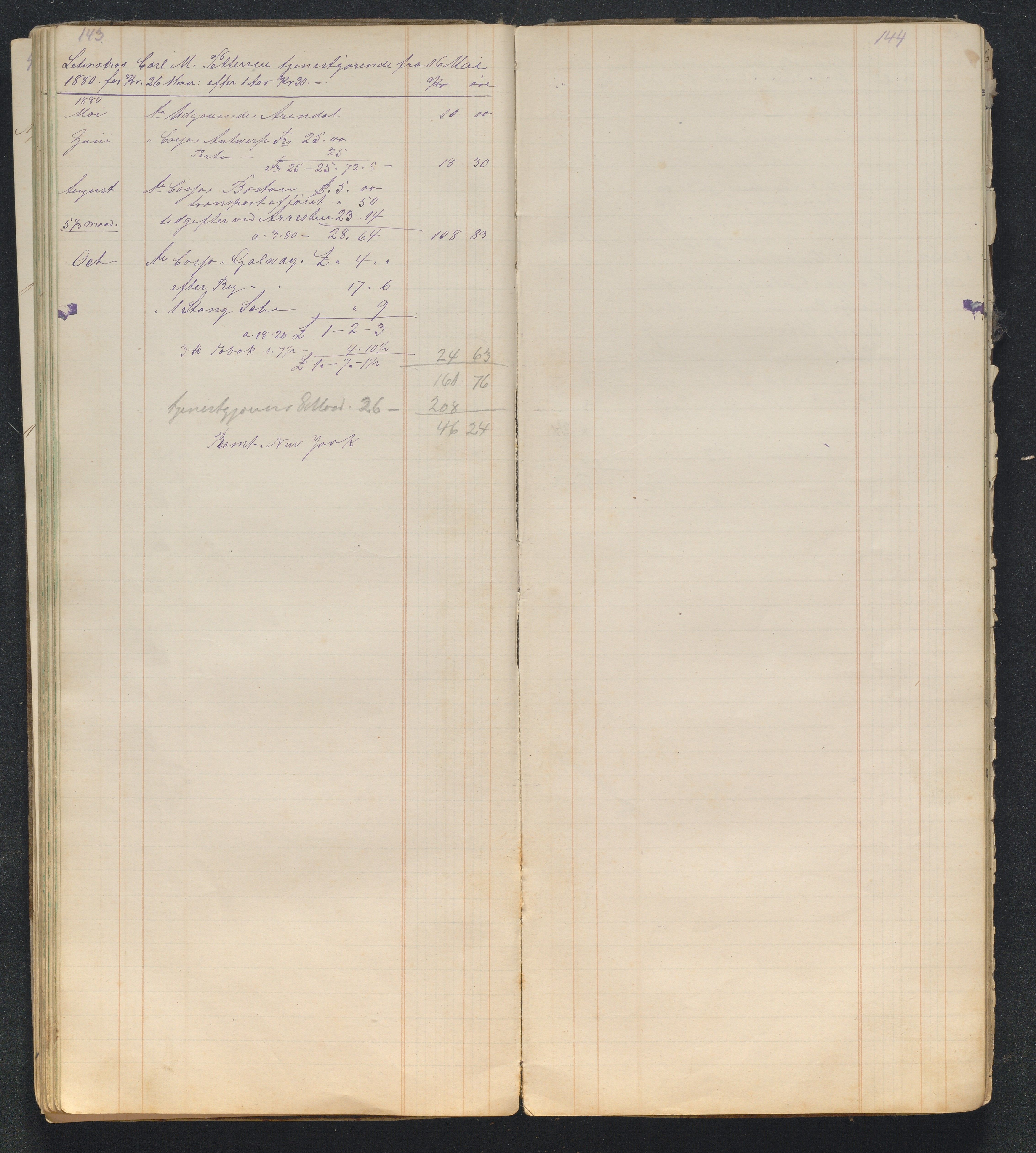 O. Terjesens rederi, AAKS/PA-2525/R/R01/L0001: Regnskapsbøker 3 stk, 1863-1916