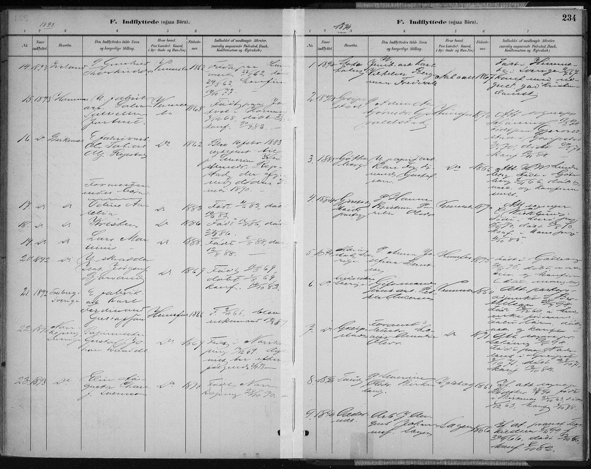 Vennesla sokneprestkontor, AV/SAK-1111-0045/Fa/Fab/L0004: Parish register (official) no. A 4, 1884-1896, p. 234