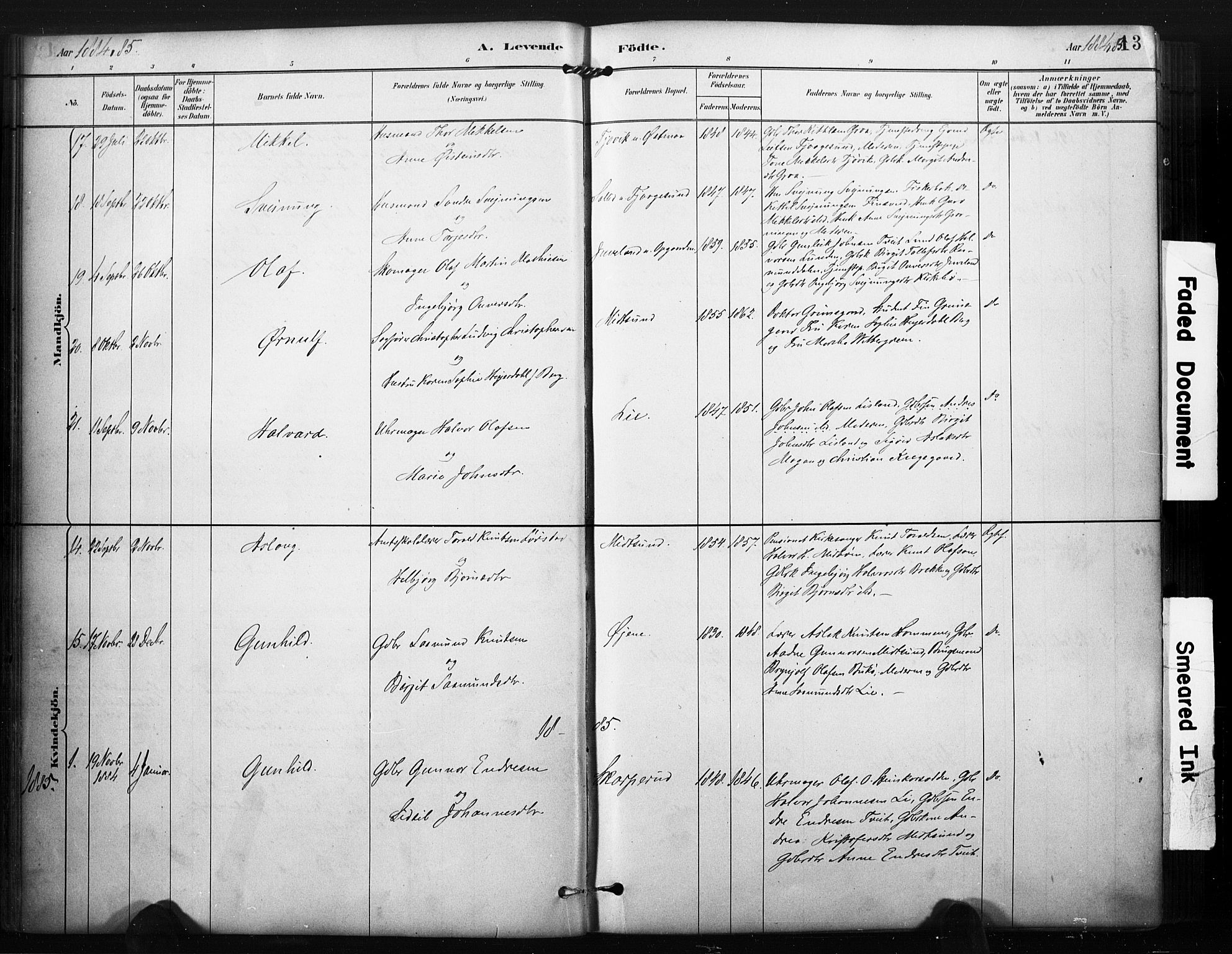 Kviteseid kirkebøker, SAKO/A-276/F/Fa/L0008: Parish register (official) no. I 8, 1882-1903, p. 13
