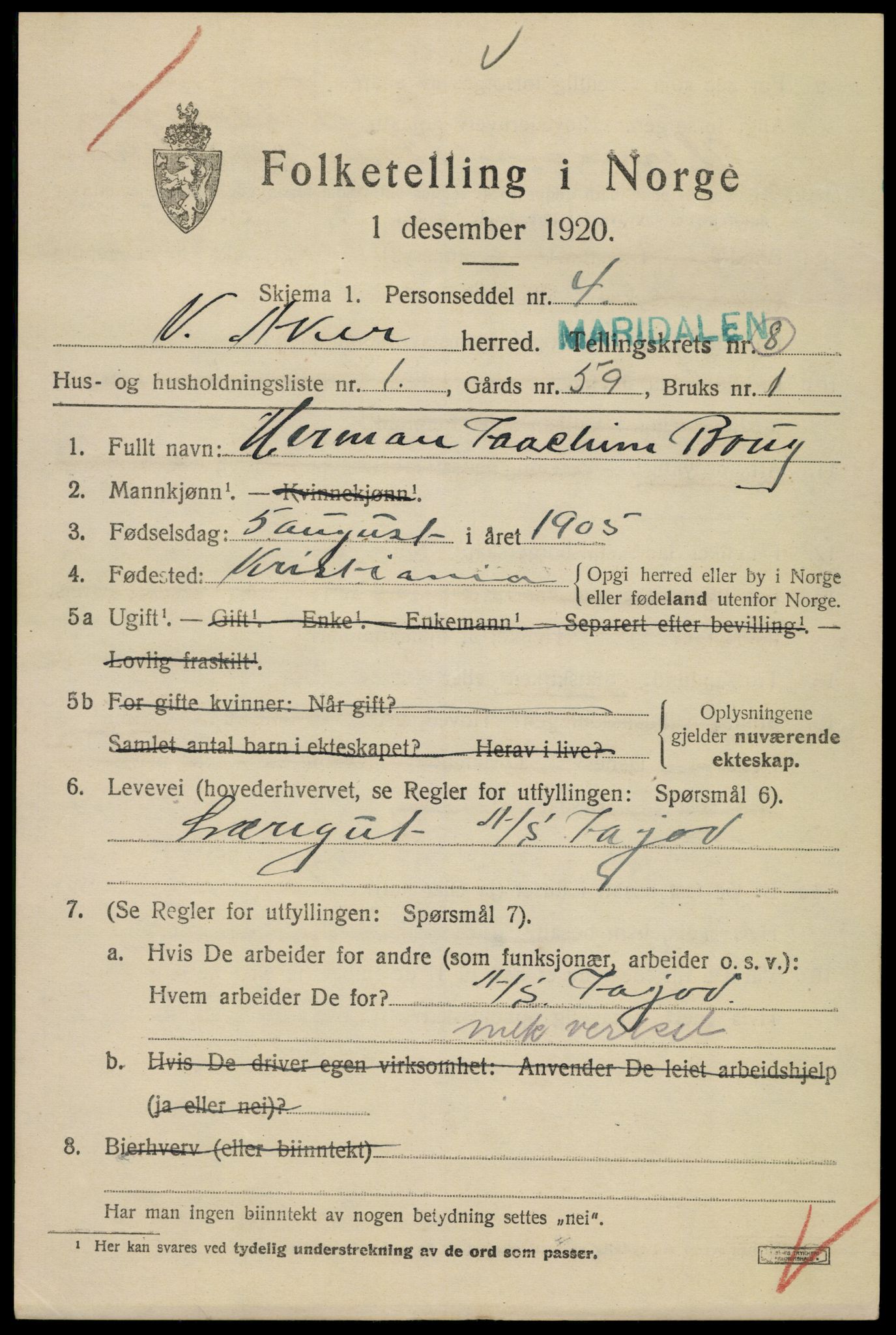 SAO, 1920 census for Aker, 1920, p. 55206