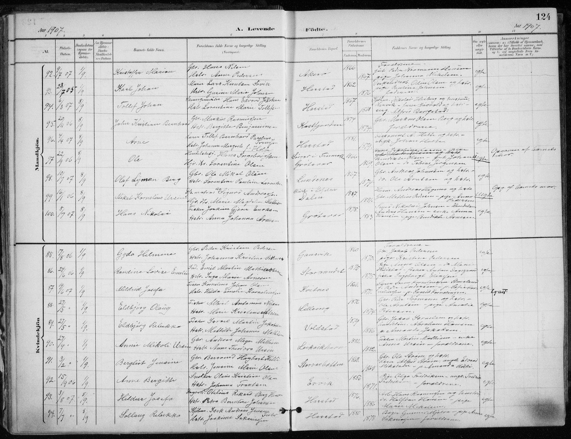 Trondenes sokneprestkontor, SATØ/S-1319/H/Ha/L0017kirke: Parish register (official) no. 17, 1899-1908, p. 124