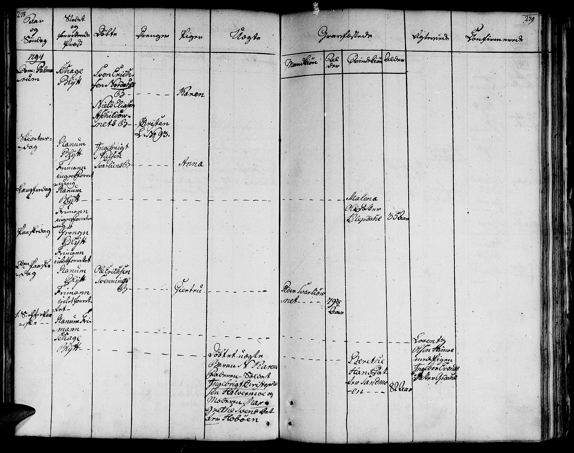 Ministerialprotokoller, klokkerbøker og fødselsregistre - Nord-Trøndelag, AV/SAT-A-1458/764/L0544: Parish register (official) no. 764A04, 1780-1798, p. 278-279