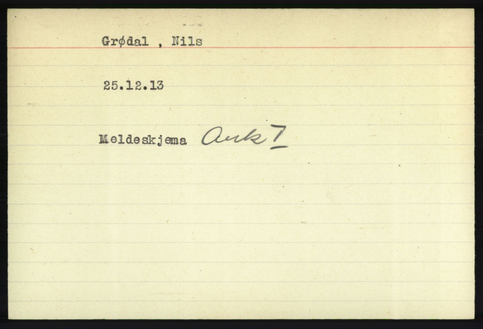Forsvarets Overkommando. 2. kontor. Arkiv 8.1. Mottakersentralen FDE og FO.II, AV/RA-RAFA-6952/P/Pa/L0007: Grødal - Hanøy , 1940-1945, p. 1