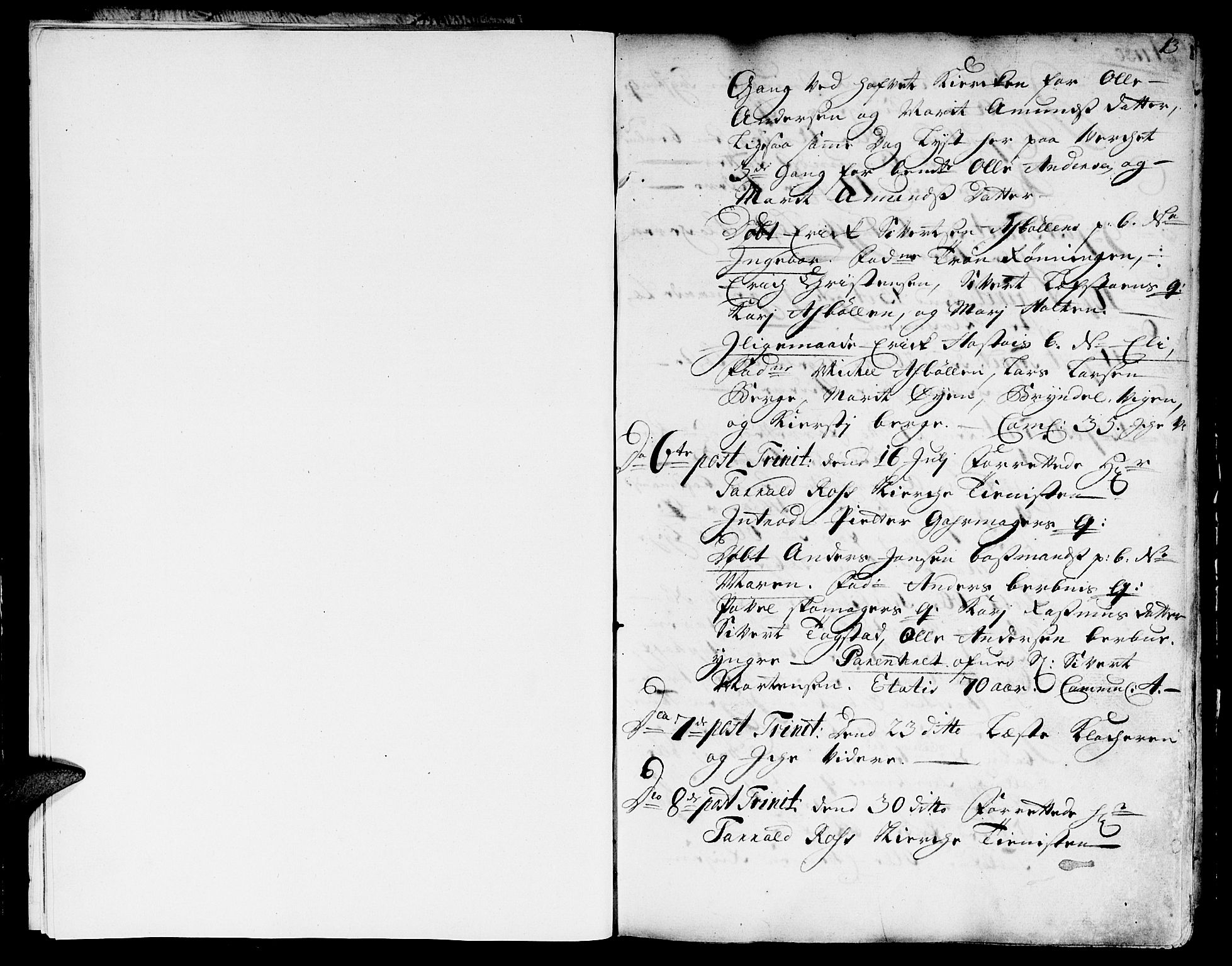 Ministerialprotokoller, klokkerbøker og fødselsregistre - Sør-Trøndelag, AV/SAT-A-1456/671/L0839: Parish register (official) no. 671A01, 1730-1755, p. 12-13