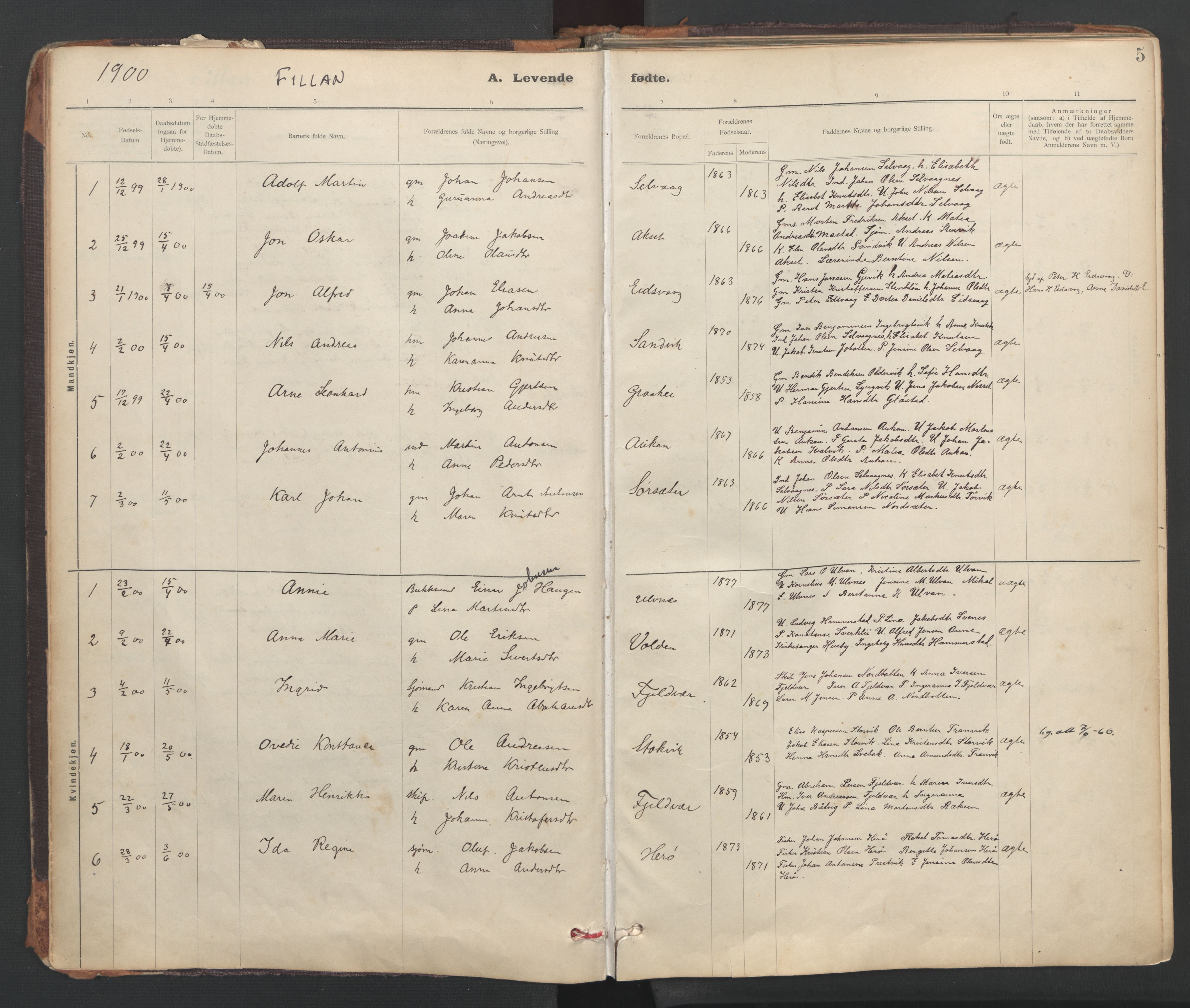 Ministerialprotokoller, klokkerbøker og fødselsregistre - Sør-Trøndelag, SAT/A-1456/637/L0559: Parish register (official) no. 637A02, 1899-1923, p. 5