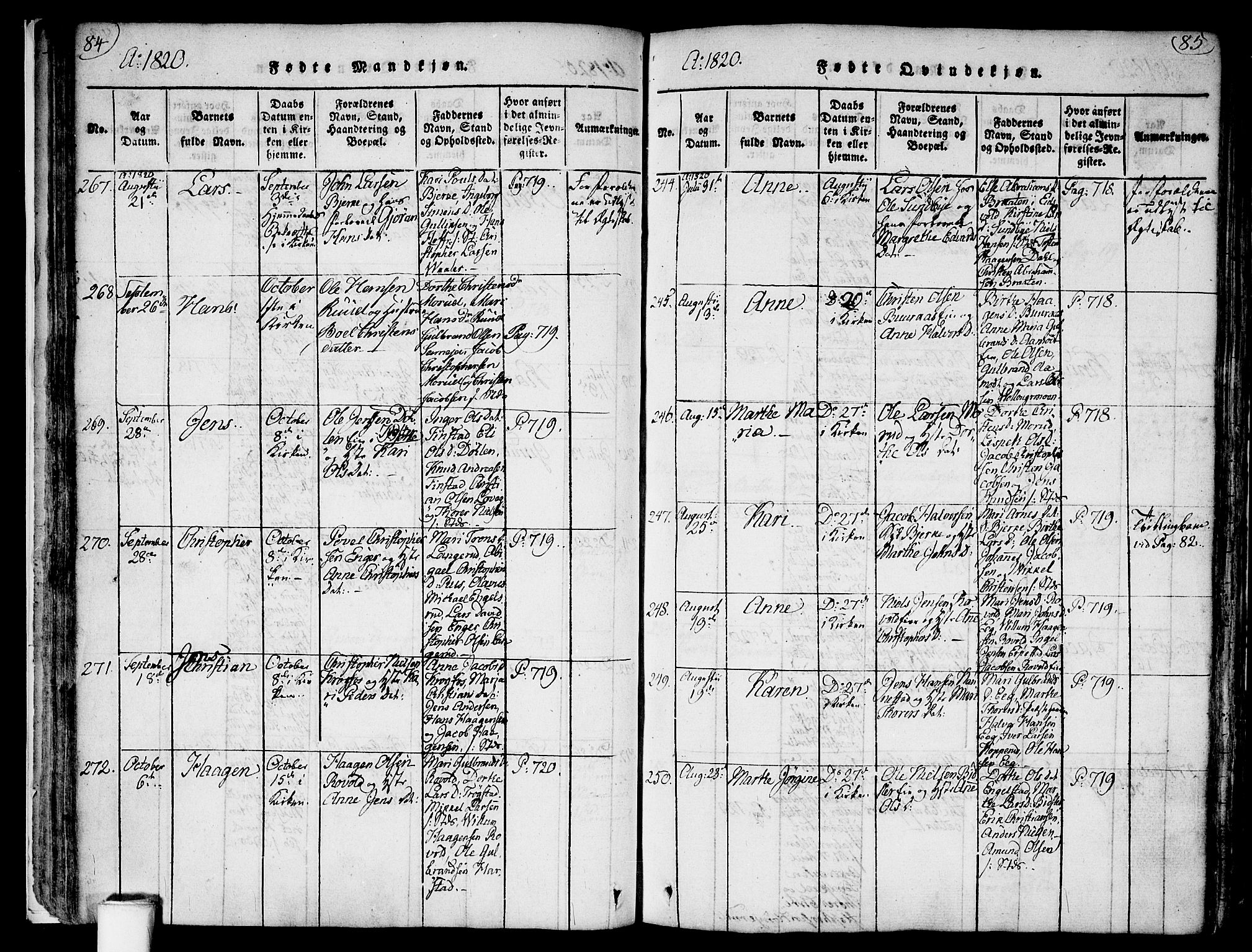 Nannestad prestekontor Kirkebøker, SAO/A-10414a/F/Fa/L0009: Parish register (official) no. I 9, 1815-1840, p. 84-85