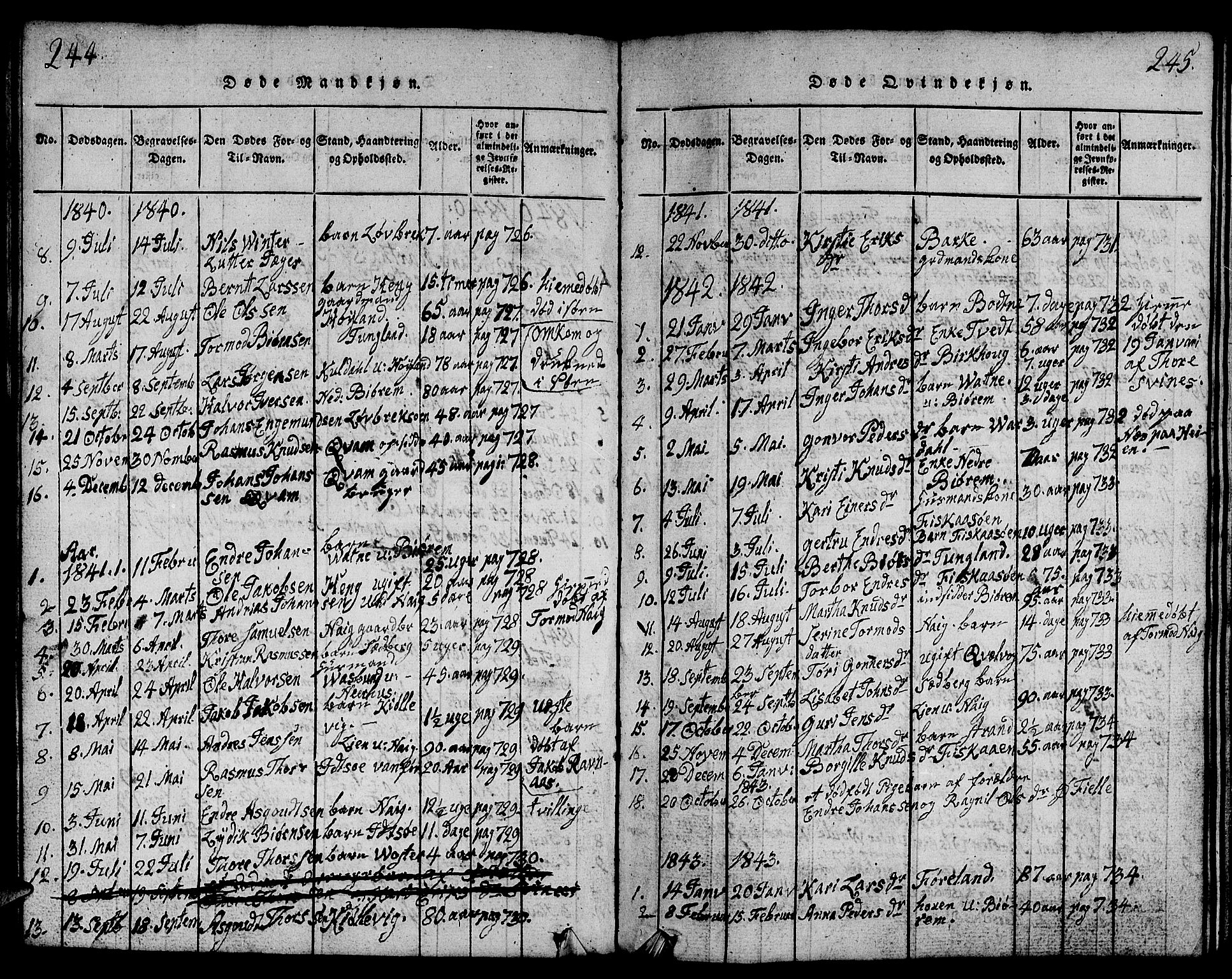 Strand sokneprestkontor, SAST/A-101828/H/Ha/Hab/L0001: Parish register (copy) no. B 1, 1816-1854, p. 244-245