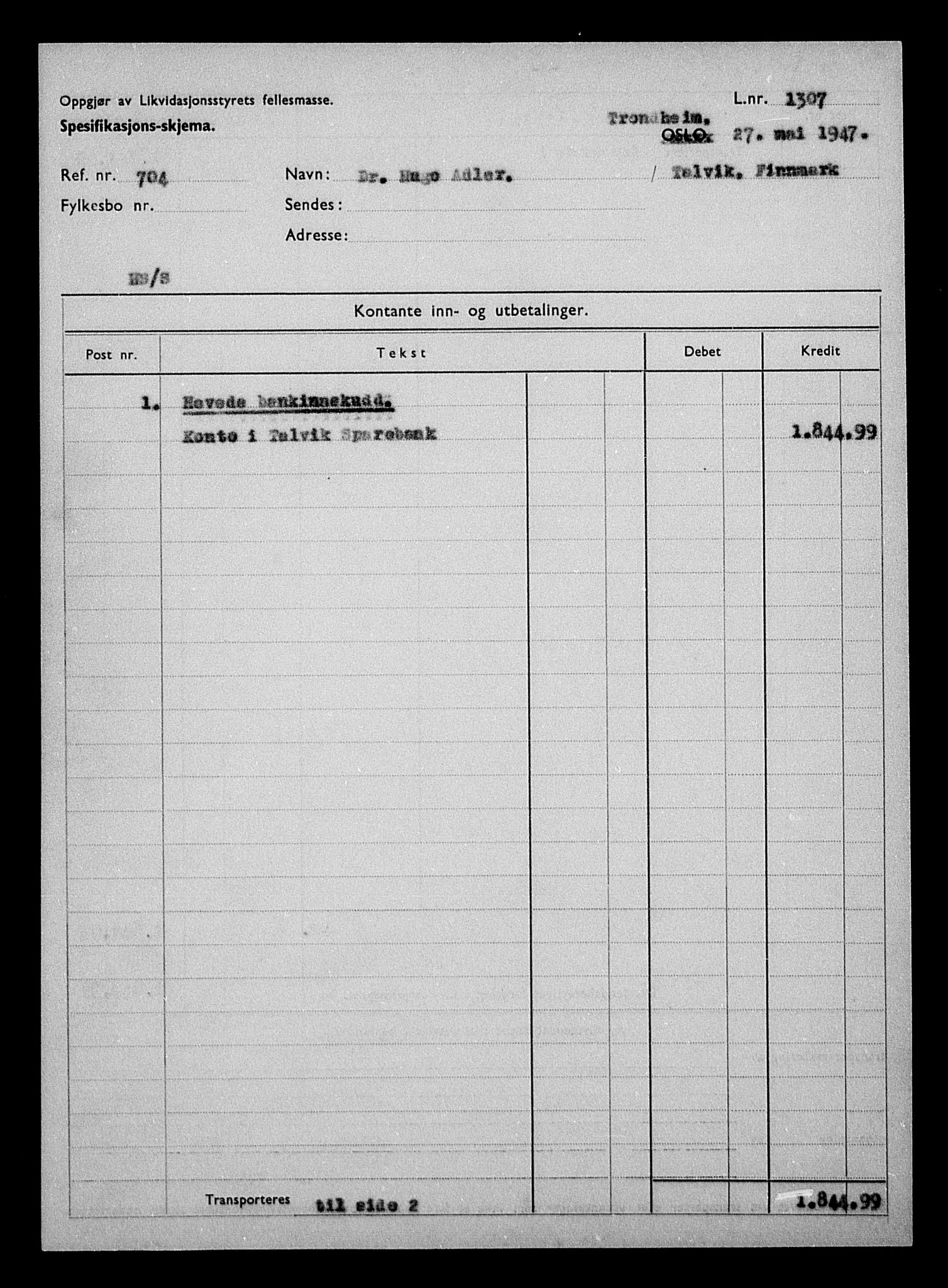 Justisdepartementet, Tilbakeføringskontoret for inndratte formuer, AV/RA-S-1564/H/Hc/Hcb/L0910: --, 1945-1947, p. 16